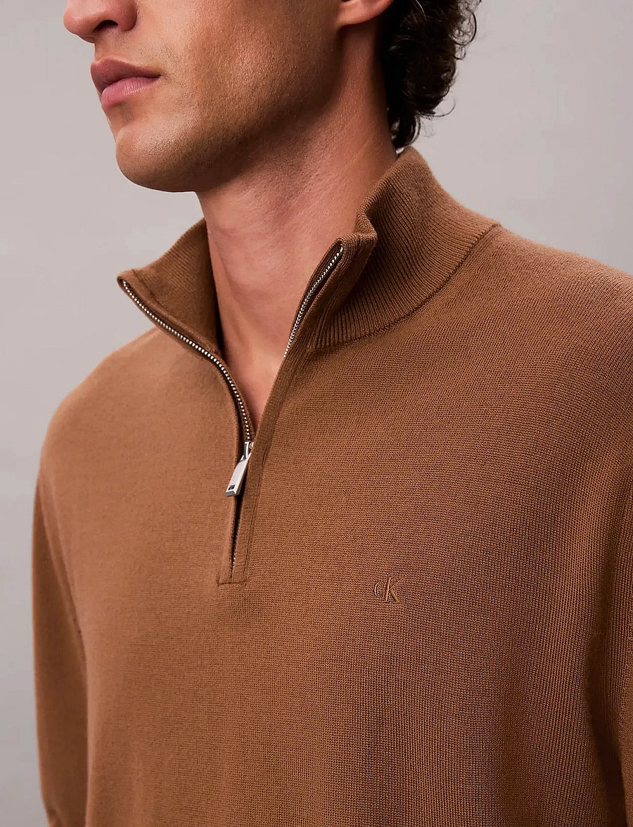 Calvin Klein - LS 100% MERINO QZ 14GG - halfzip strik - thrush - 2
