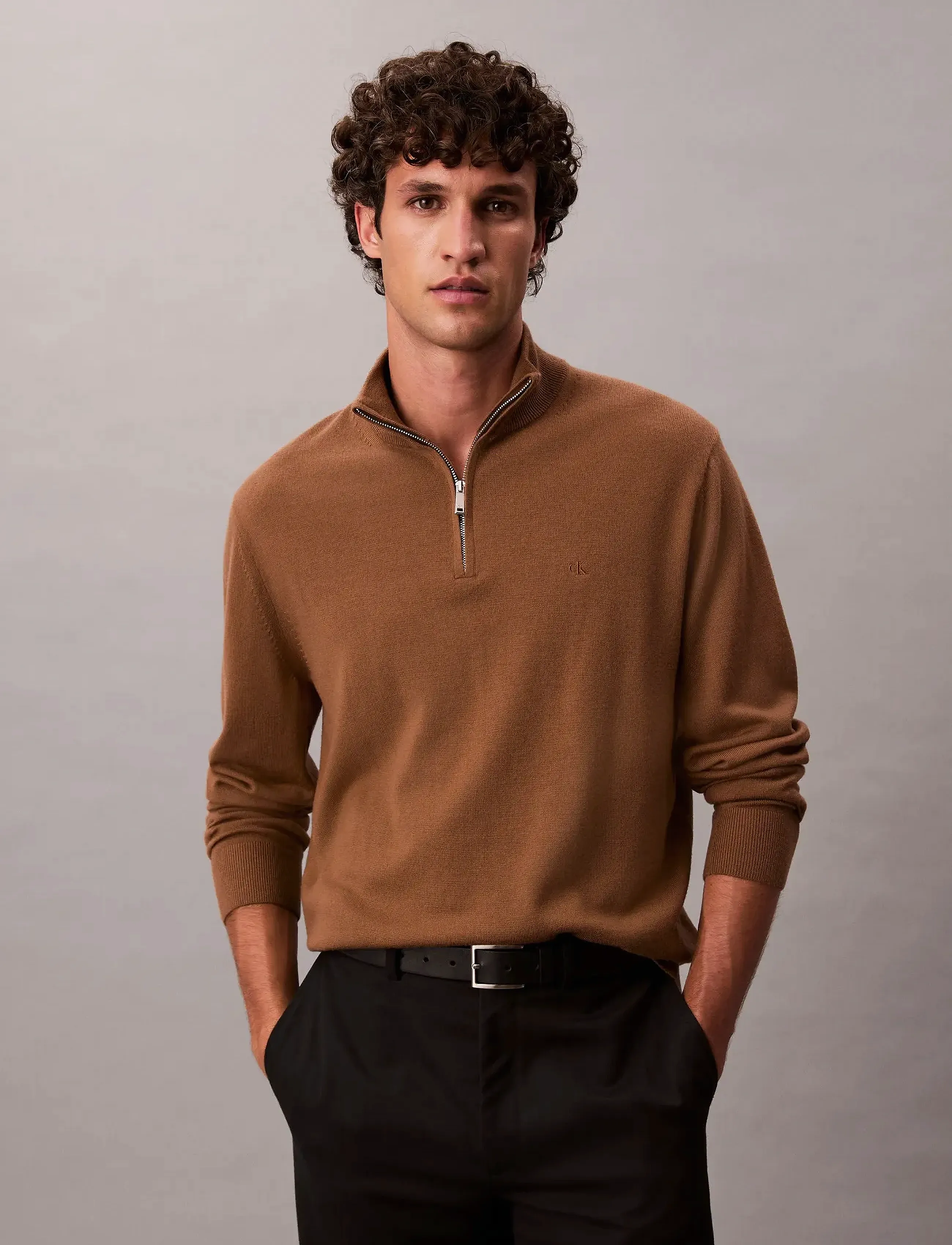 Calvin Klein - LS 100% MERINO QZ 14GG - halfzip strik - thrush - 3