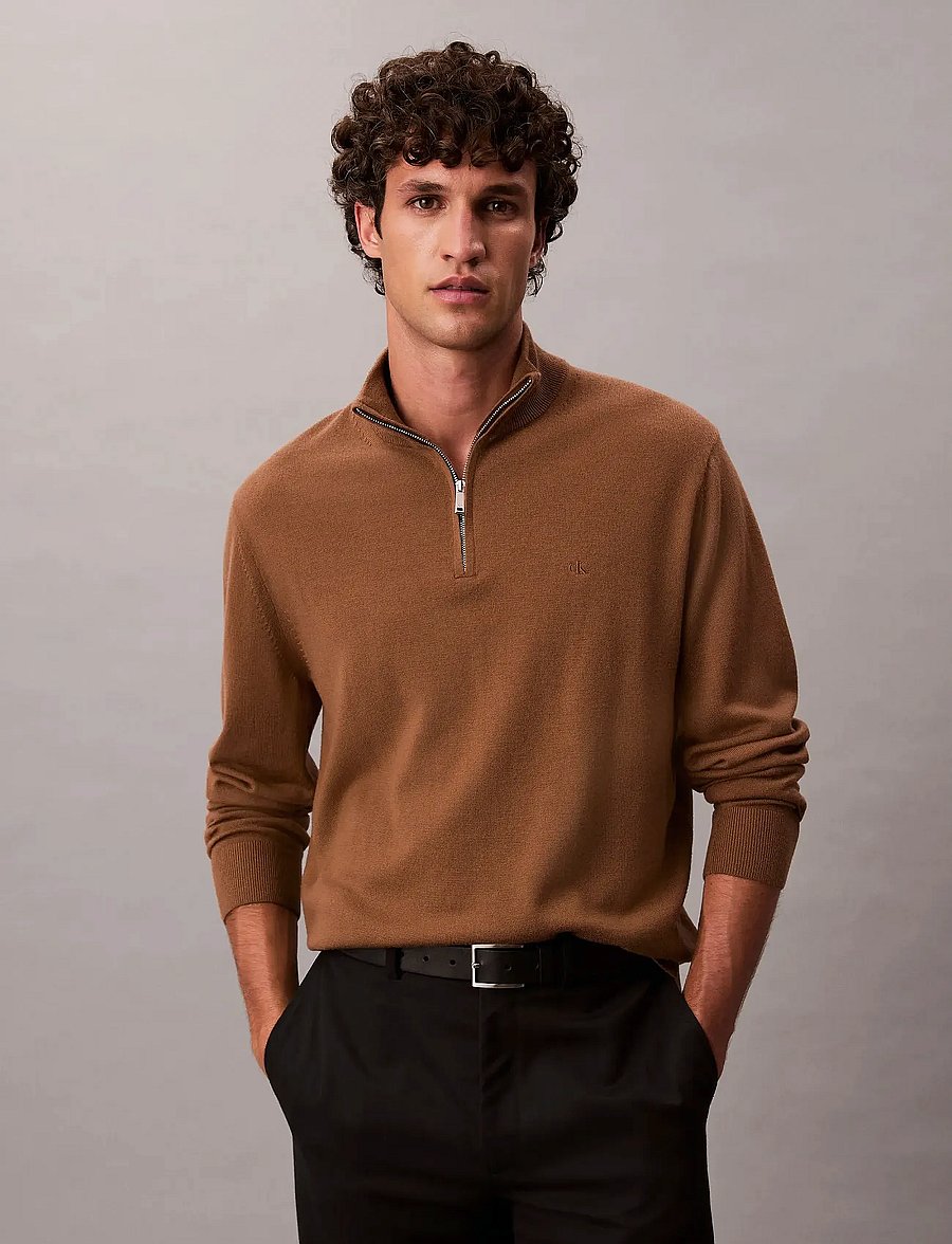 Calvin Klein - LS 100% MERINO QZ 14GG - halfzip strik - thrush - 3