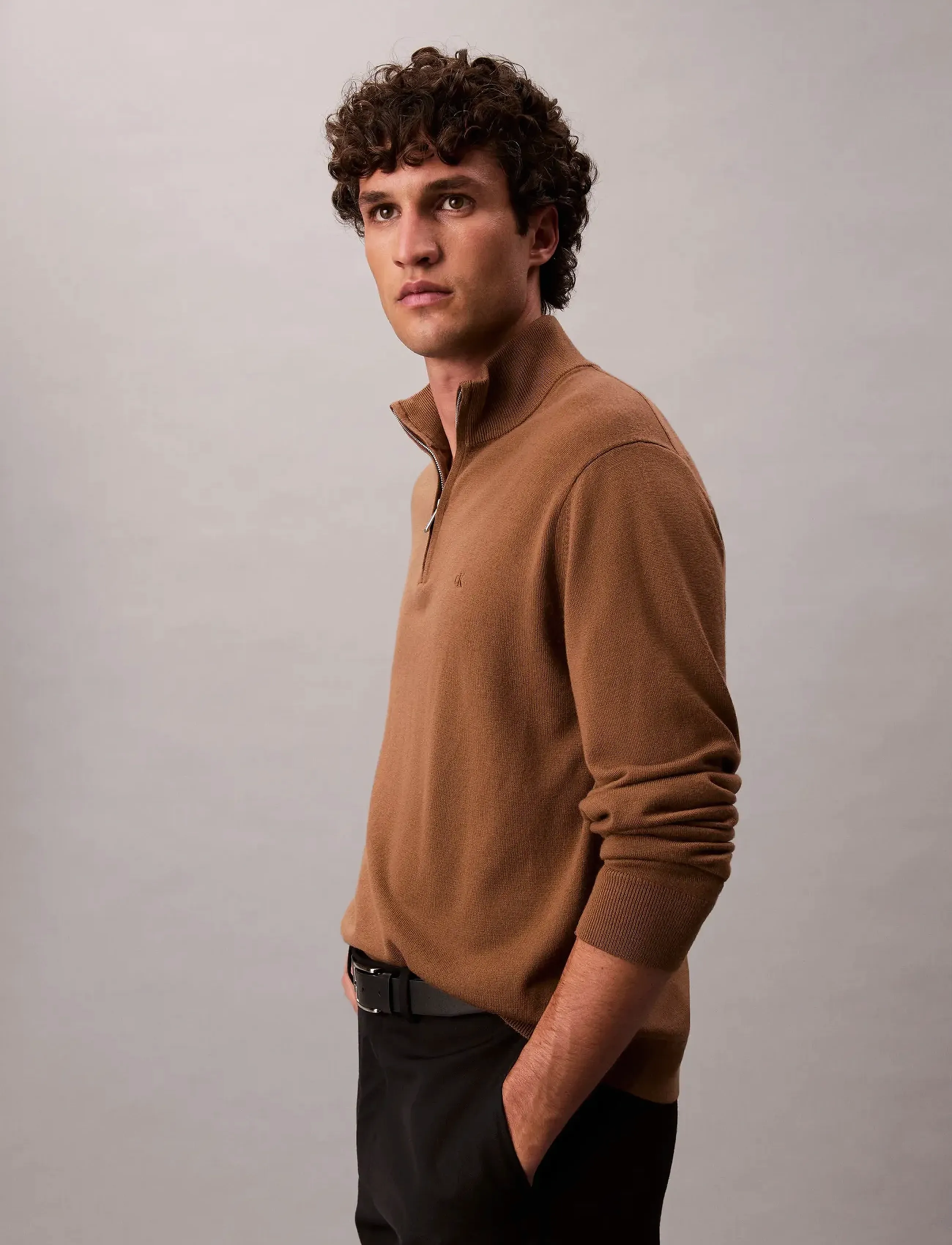 Calvin Klein - LS 100% MERINO QZ 14GG - halfzip strik - thrush - 5