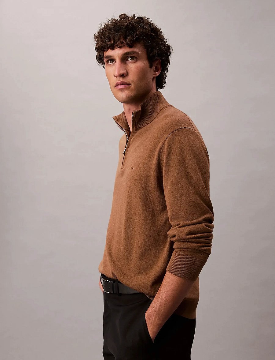 Calvin Klein - LS 100% MERINO QZ 14GG - halfzip strik - thrush - 5