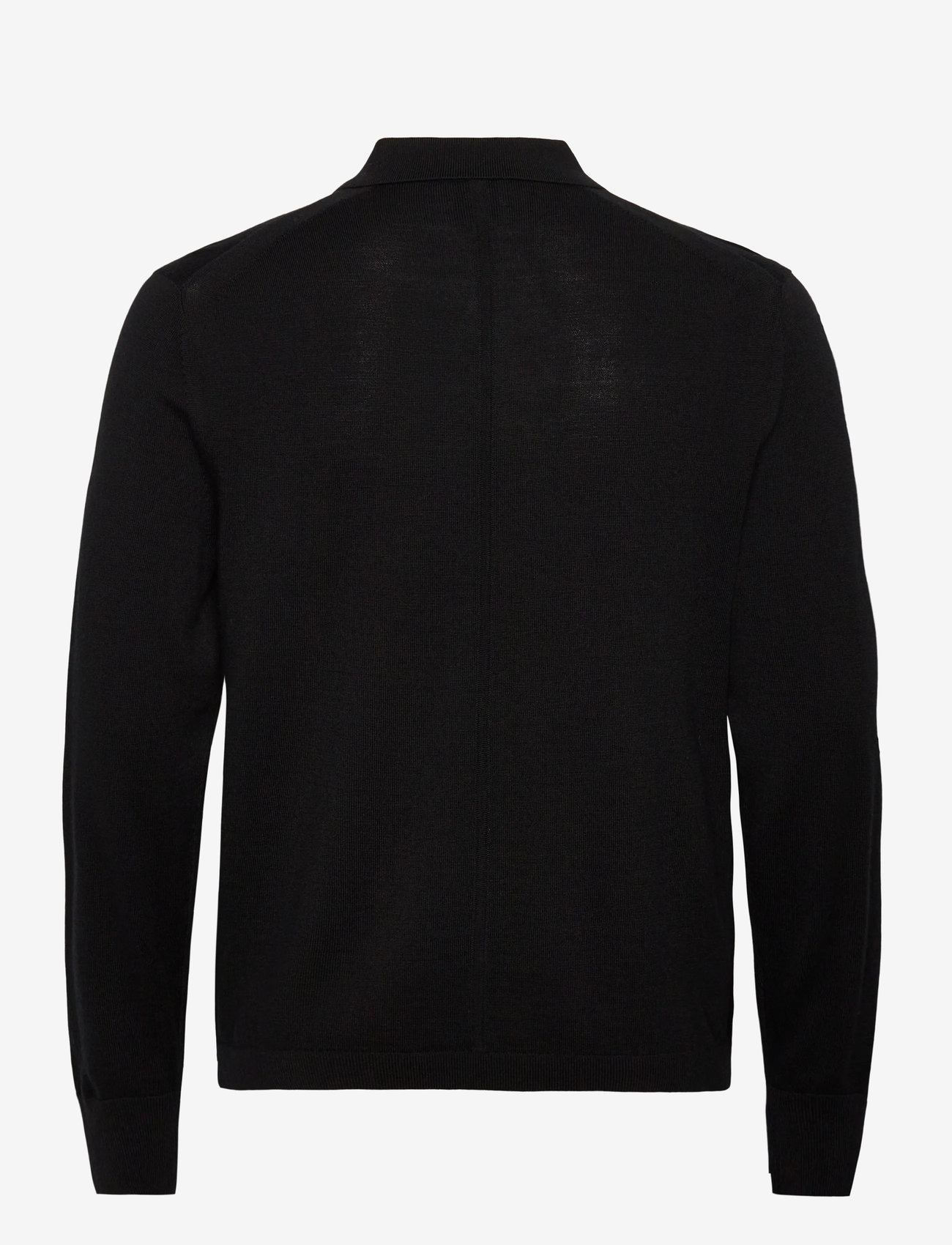 Calvin Klein - LS 100% MERINO POLO 14GG - stickade pikéer - black - 1