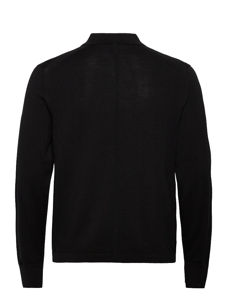 Calvin Klein - LS 100% MERINO POLO 14GG - stickade pikéer - black - 1