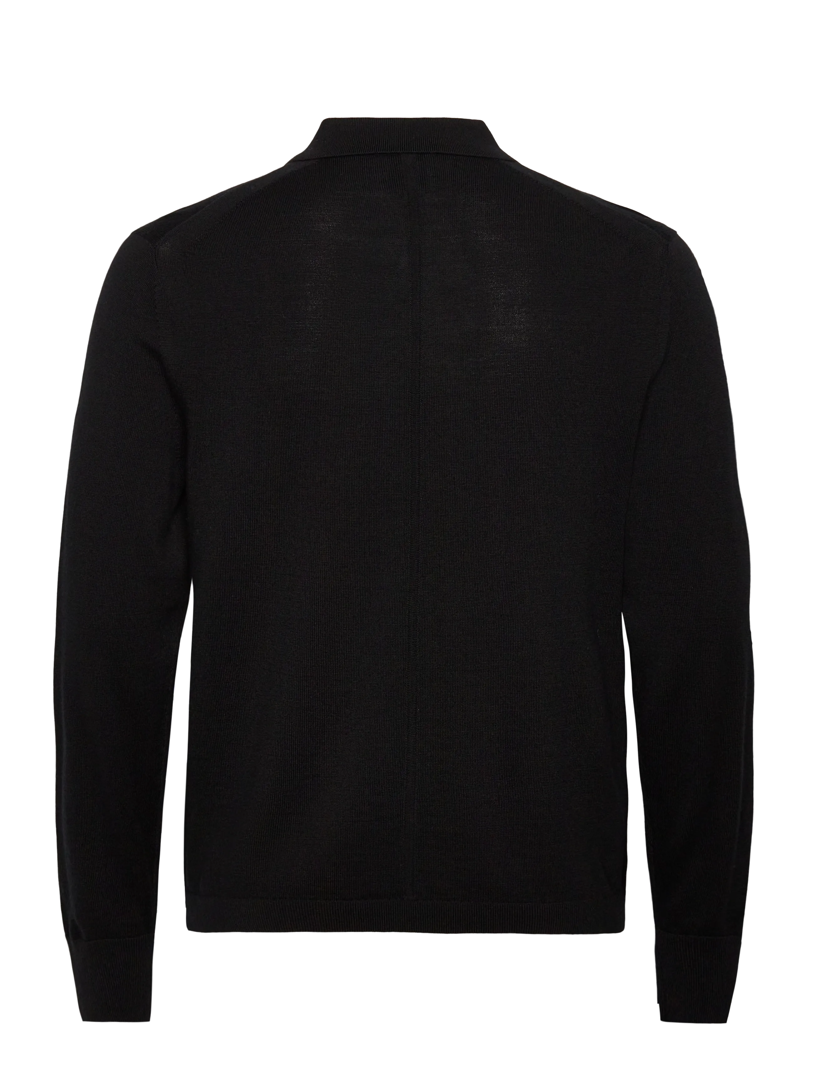 Calvin Klein - LS 100% MERINO POLO 14GG - langärmelige gestrickte polohemden - black - 1
