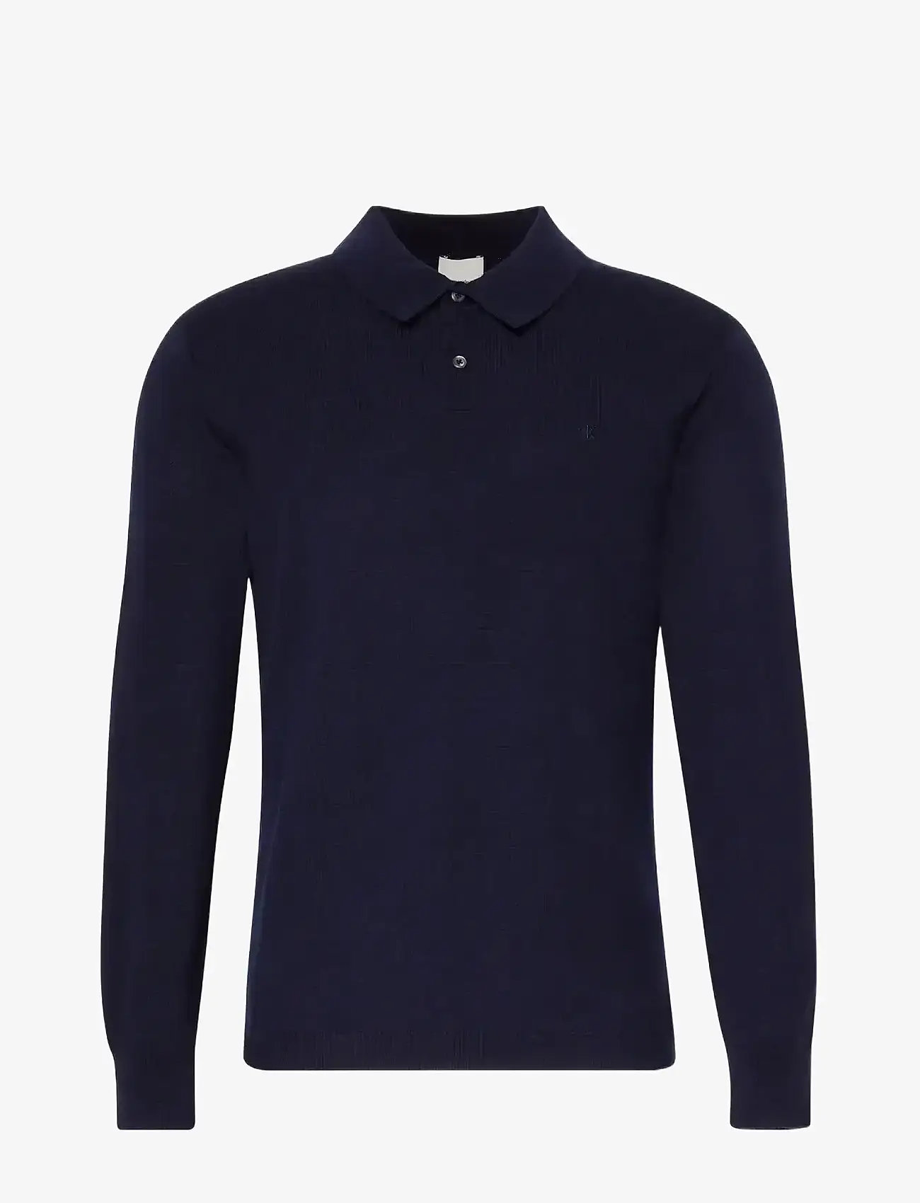 Calvin Klein - LS 100% MERINO POLO 14GG - gestrickte polohemden - dark sapphire - 1