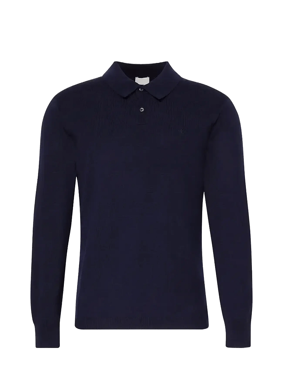 Calvin Klein - LS 100% MERINO POLO 14GG - poloer i strik med lange ærmer - dark sapphire - 1