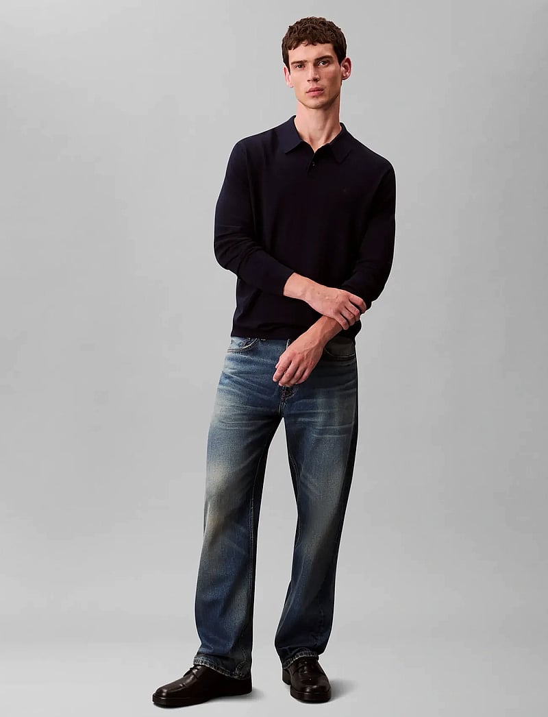 Calvin Klein - LS 100% MERINO POLO 14GG - gestrickte polohemden - dark sapphire - 2