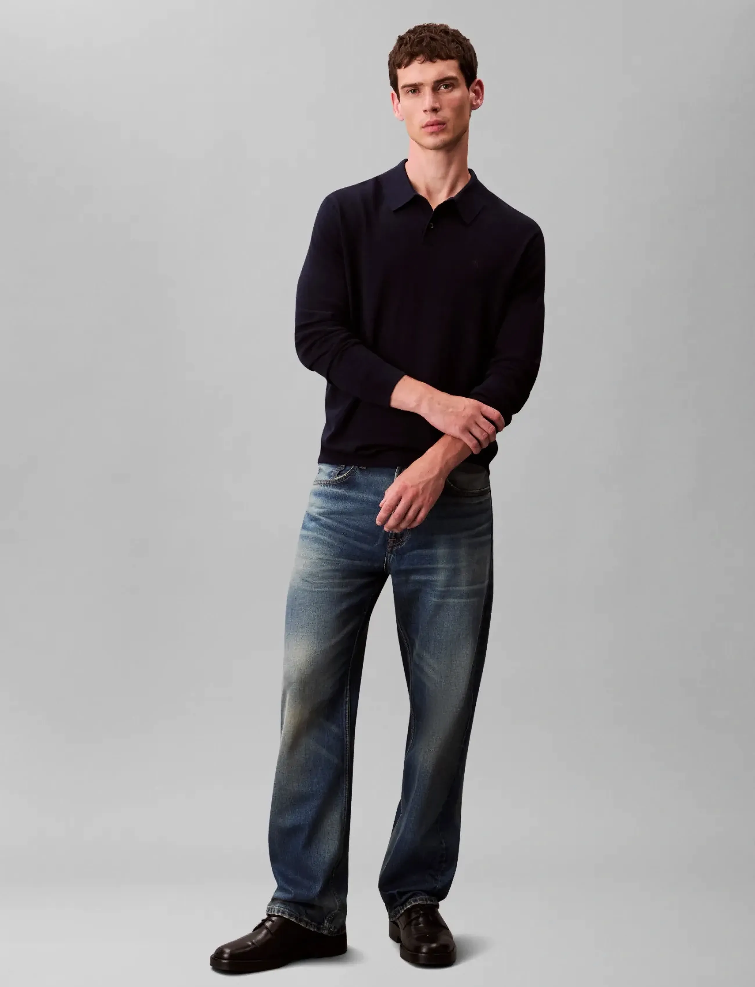 Calvin Klein - LS 100% MERINO POLO 14GG - poloer i strik med lange ærmer - dark sapphire - 2