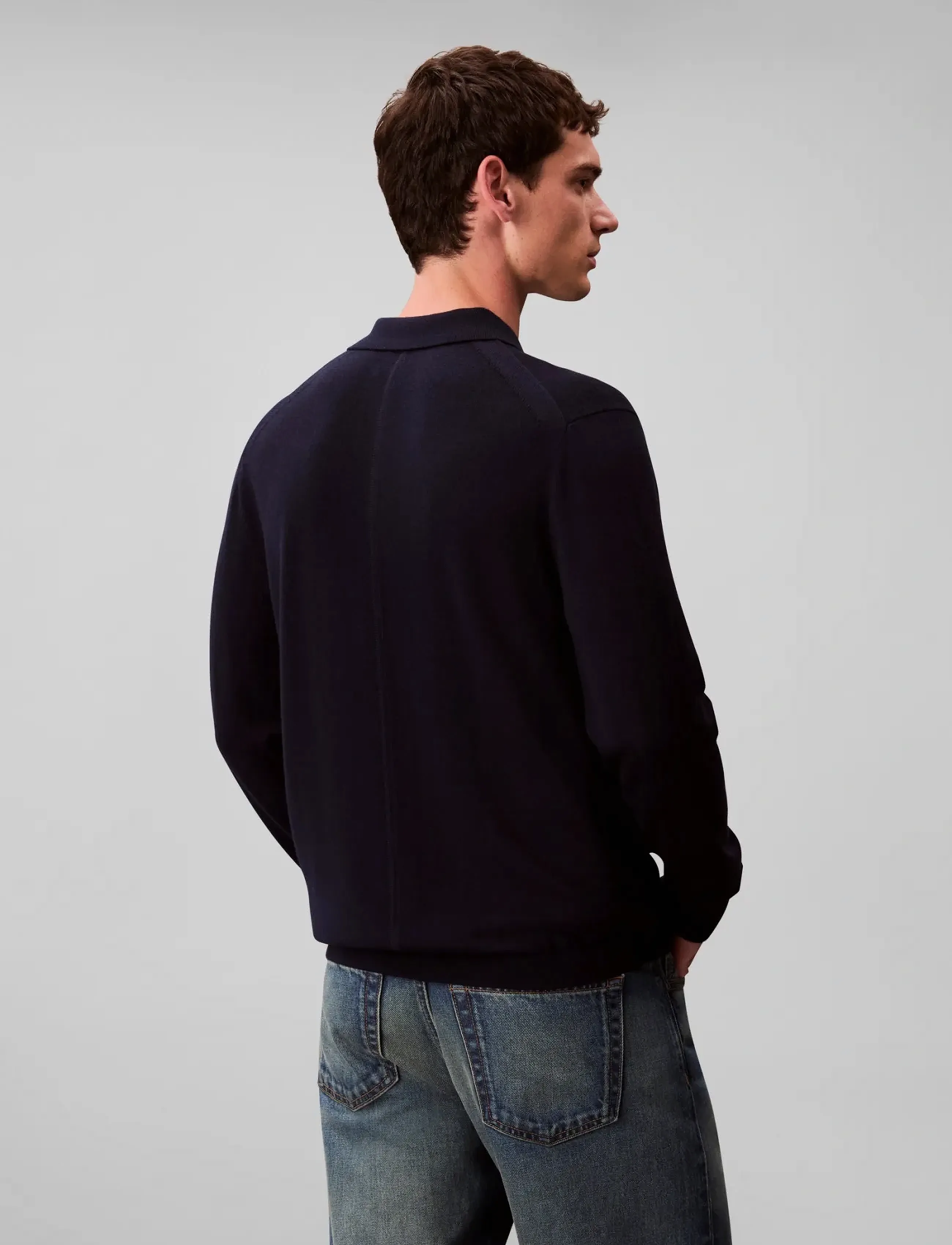Calvin Klein - LS 100% MERINO POLO 14GG - poloer i strik med lange ærmer - dark sapphire - 3