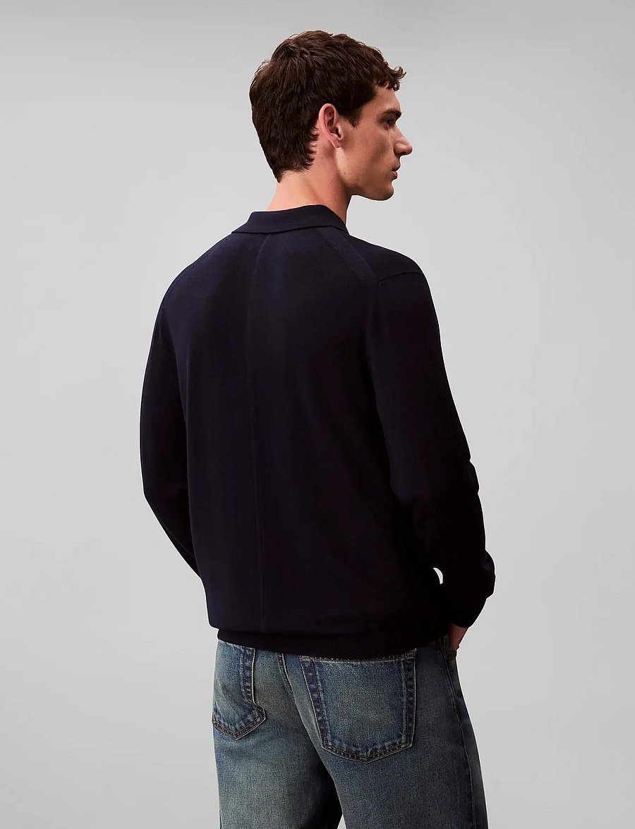 Calvin Klein - LS 100% MERINO POLO 14GG - poloer i strik med lange ærmer - dark sapphire - 3