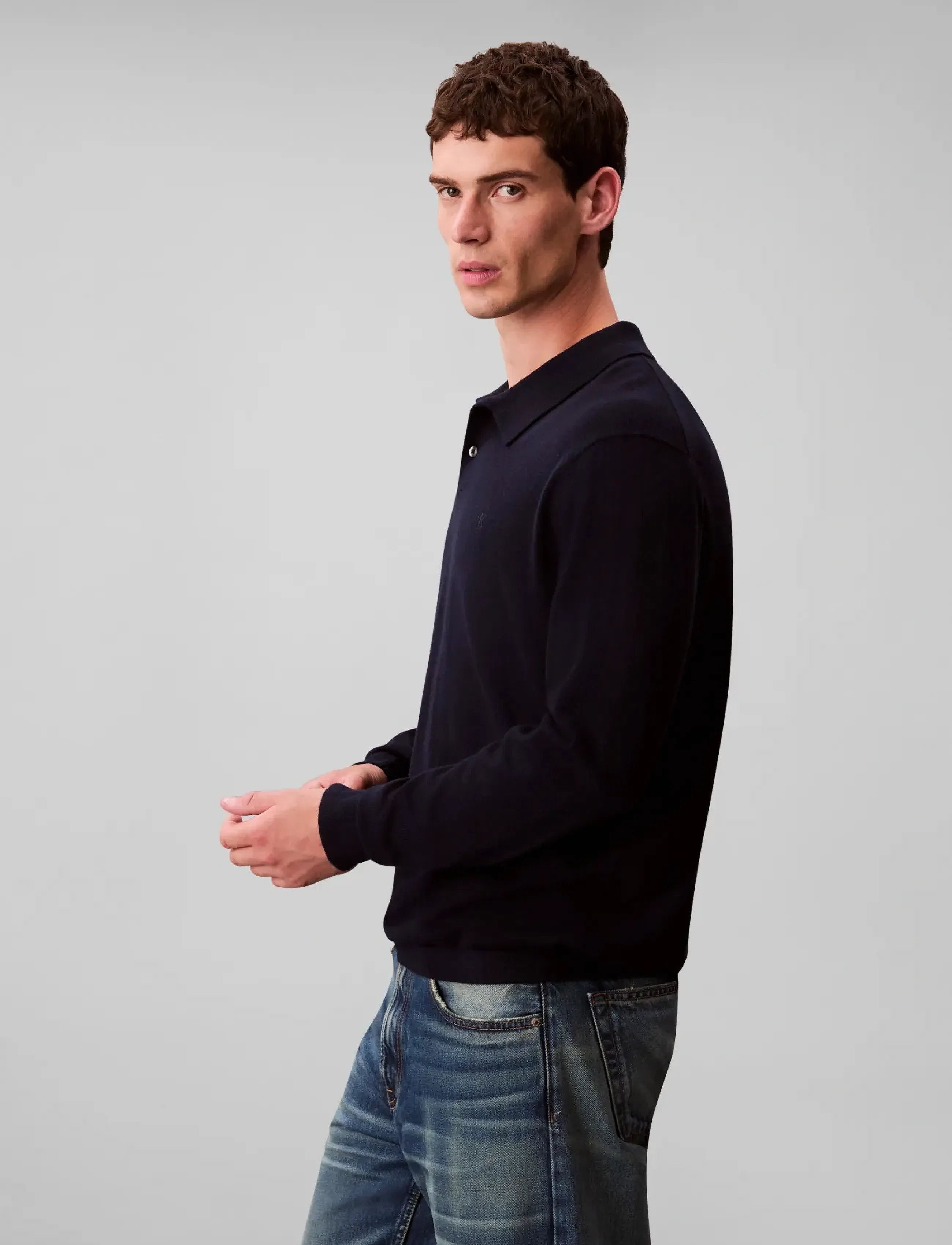 Calvin Klein - LS 100% MERINO POLO 14GG - poloer i strik med lange ærmer - dark sapphire - 4