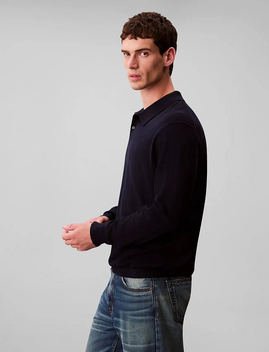 Calvin Klein - LS 100% MERINO POLO 14GG - poloer i strik med lange ærmer - dark sapphire - 4