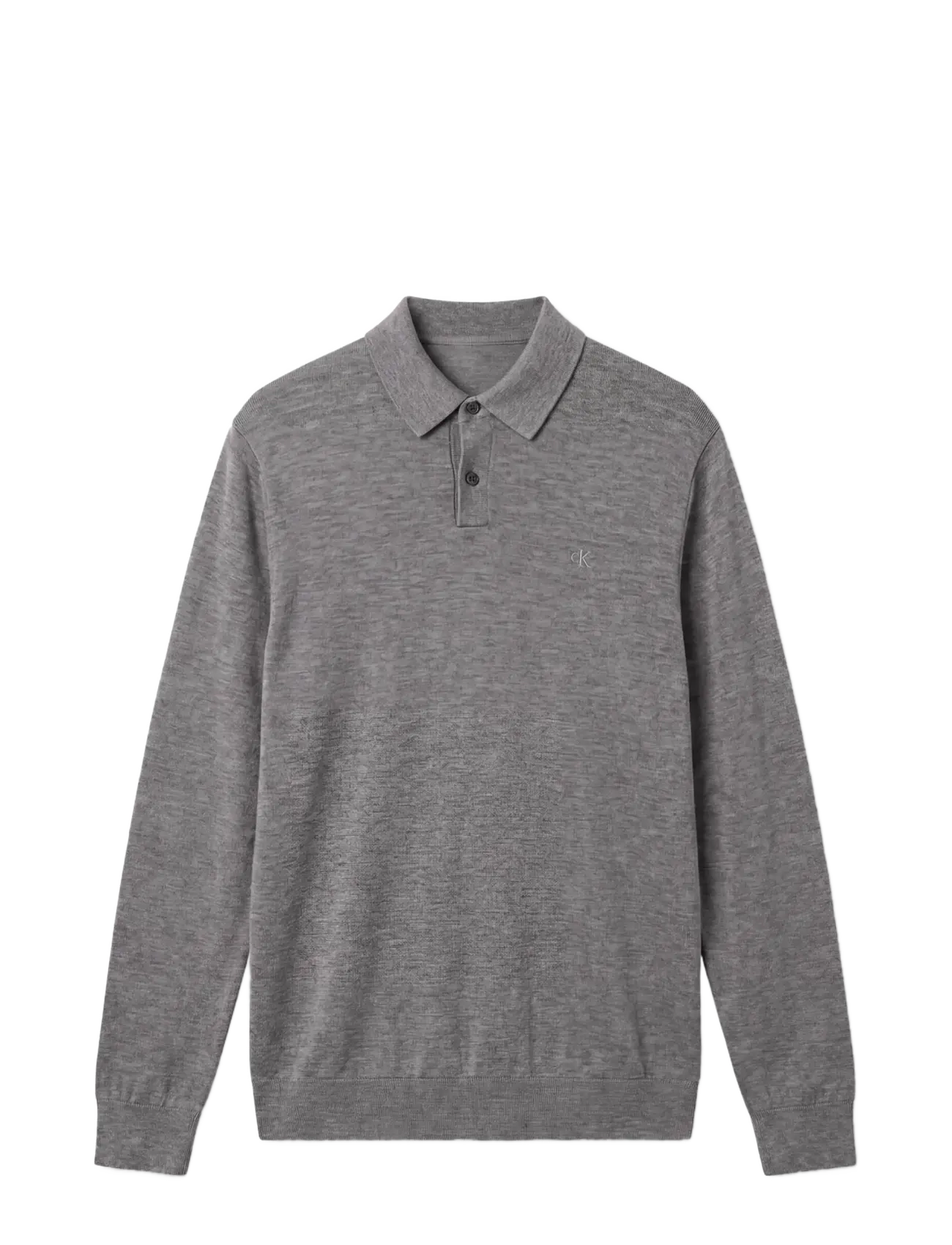 Calvin Klein LS 100% MERINO POLO 14GG - Strickmode - MEDIUM GREY HTR / grey