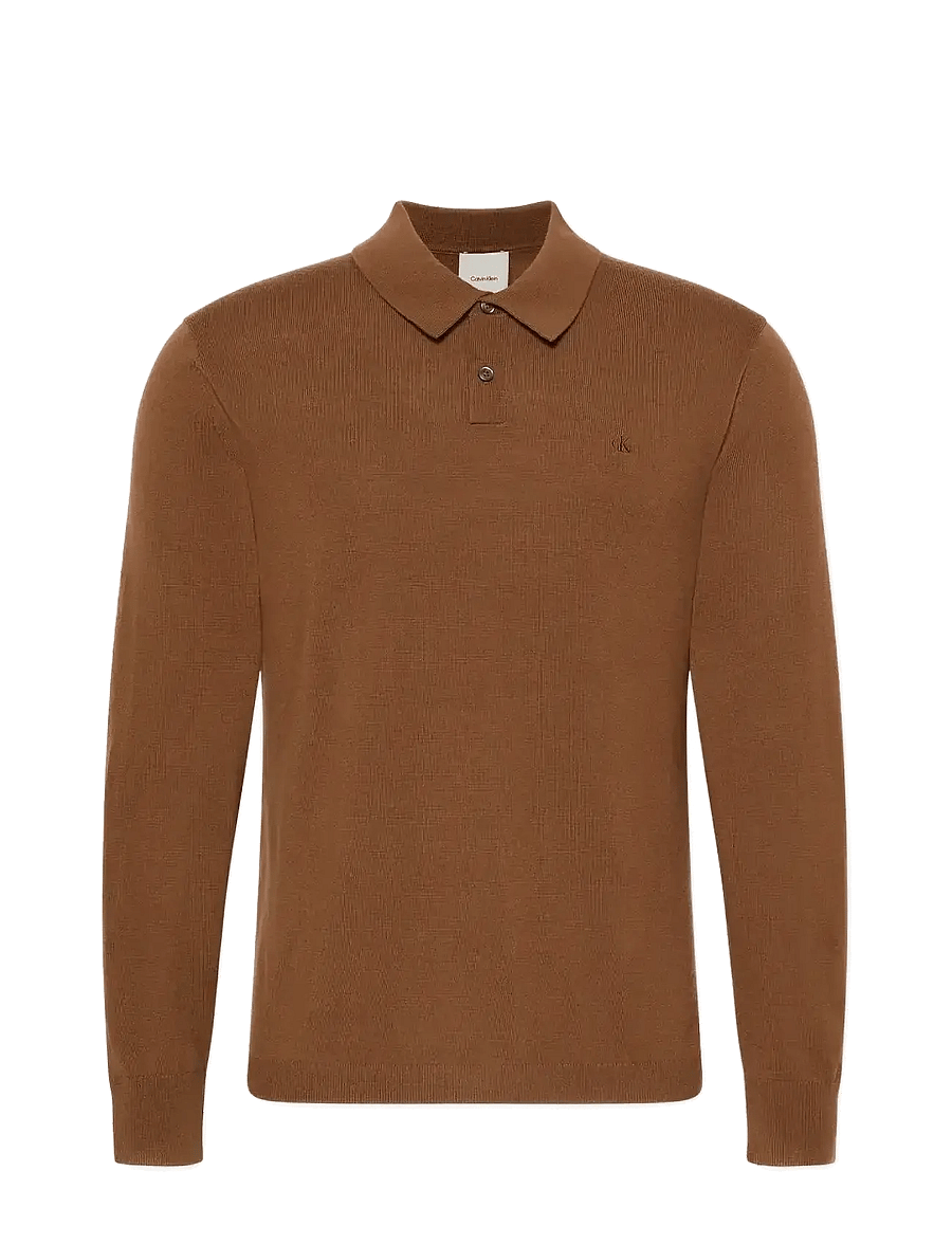 Calvin Klein - LS 100% MERINO POLO 14GG - poloer i strik med lange ærmer - thrush - 1