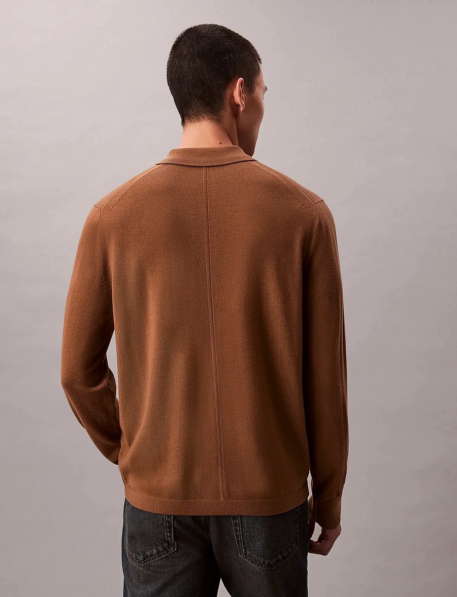 Calvin Klein - LS 100% MERINO POLO 14GG - poloer i strik med lange ærmer - thrush - 4