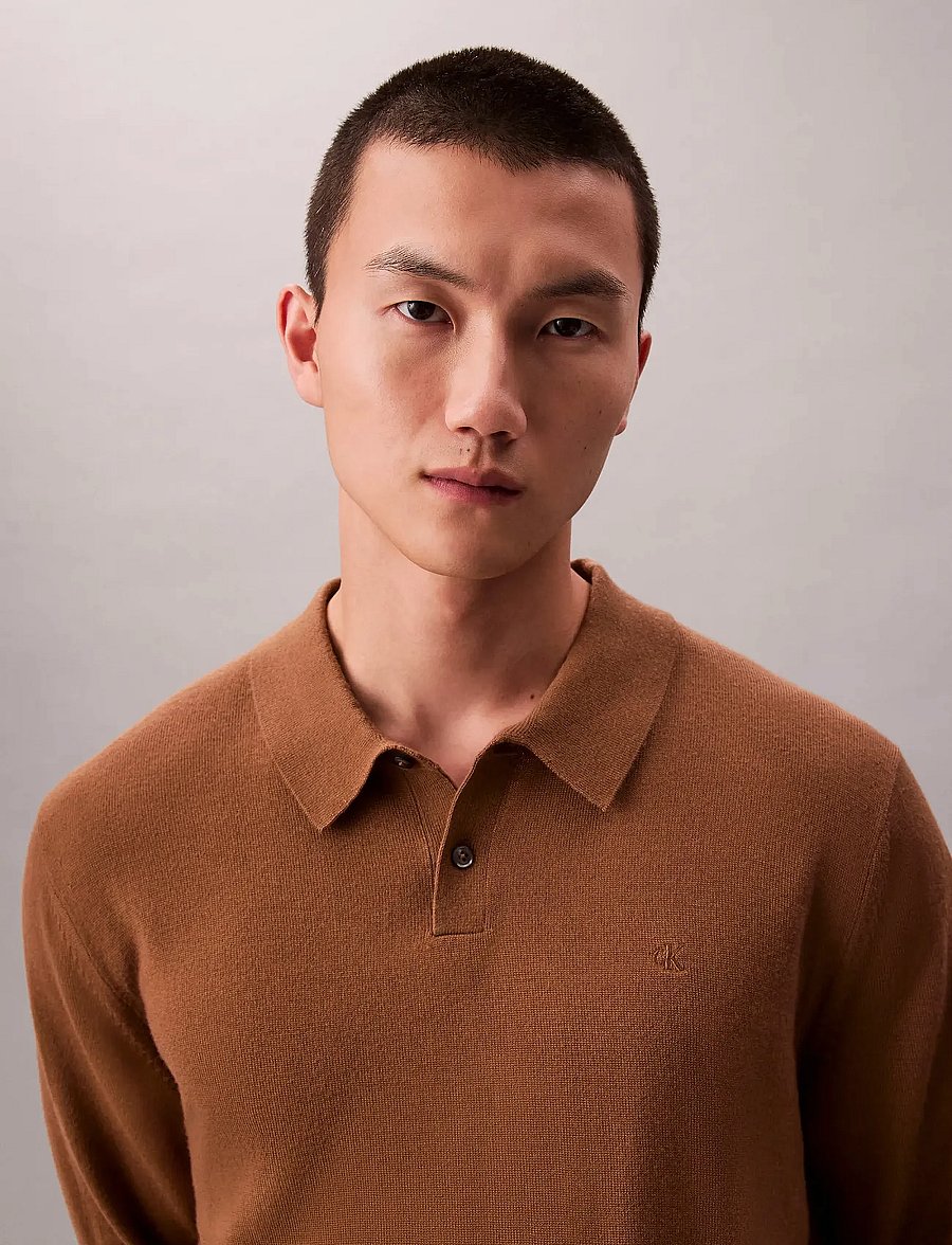 Calvin Klein - LS 100% MERINO POLO 14GG - poloer i strik med lange ærmer - thrush - 5