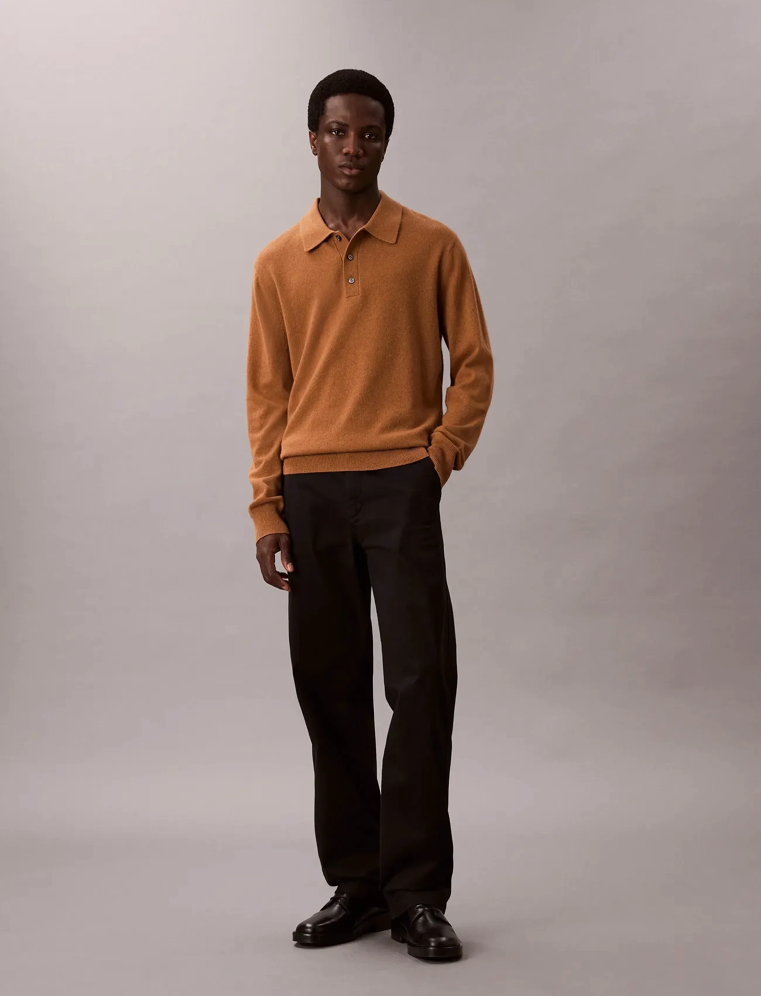 Calvin Klein LS CLASSIC CASHMERE POLO 12GG - Poloer i strik med lange ærmer - THRUSH / brown
