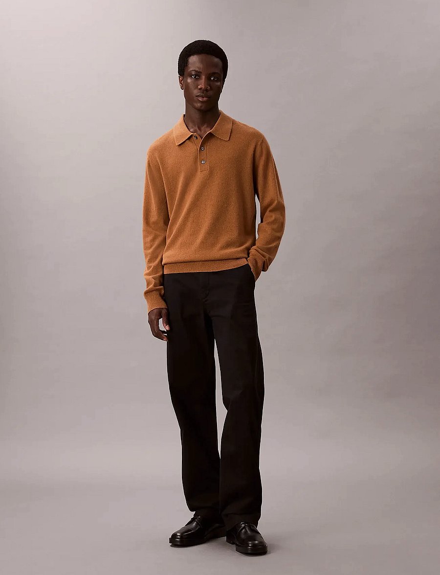 Calvin Klein - LS CLASSIC CASHMERE POLO 12GG - geweven polo's met lange mouwen - thrush - 0