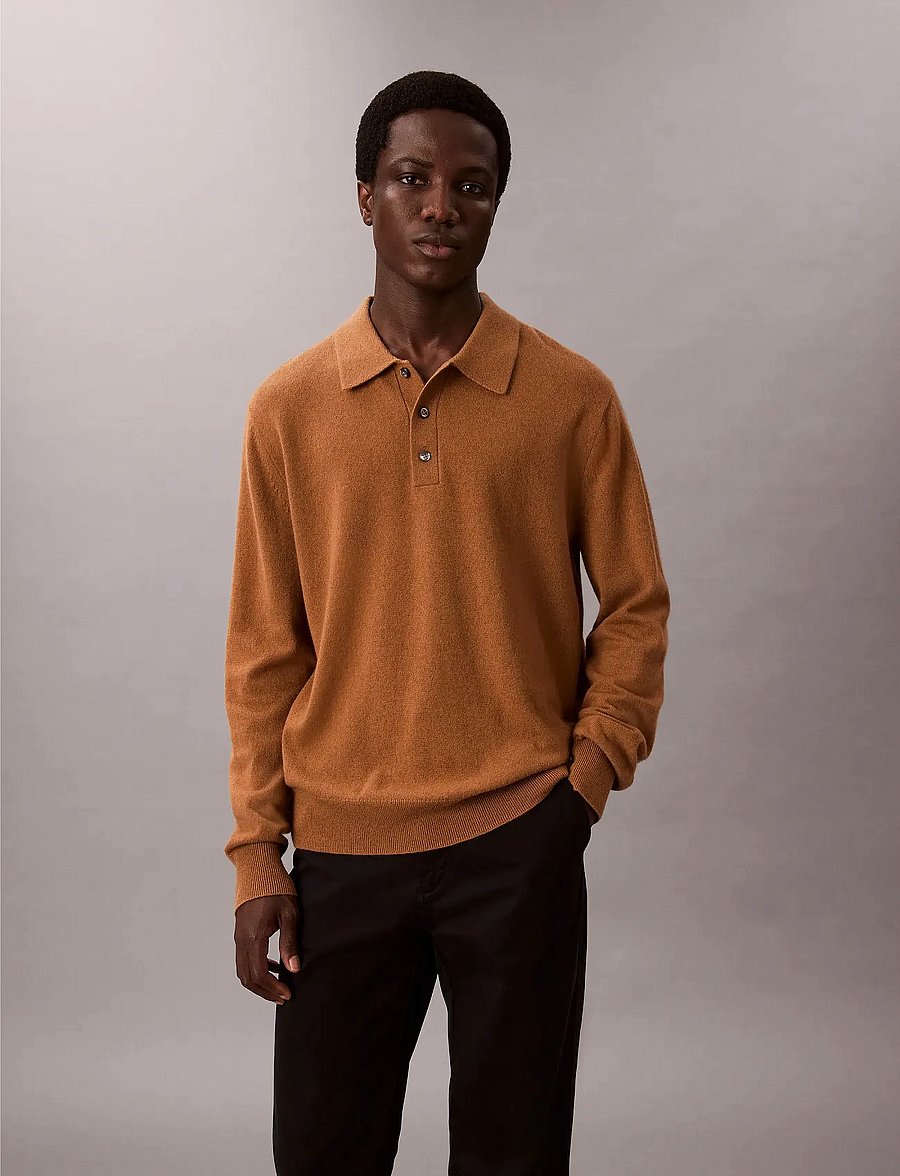 Calvin Klein - LS CLASSIC CASHMERE POLO 12GG - geweven polo's met lange mouwen - thrush - 2