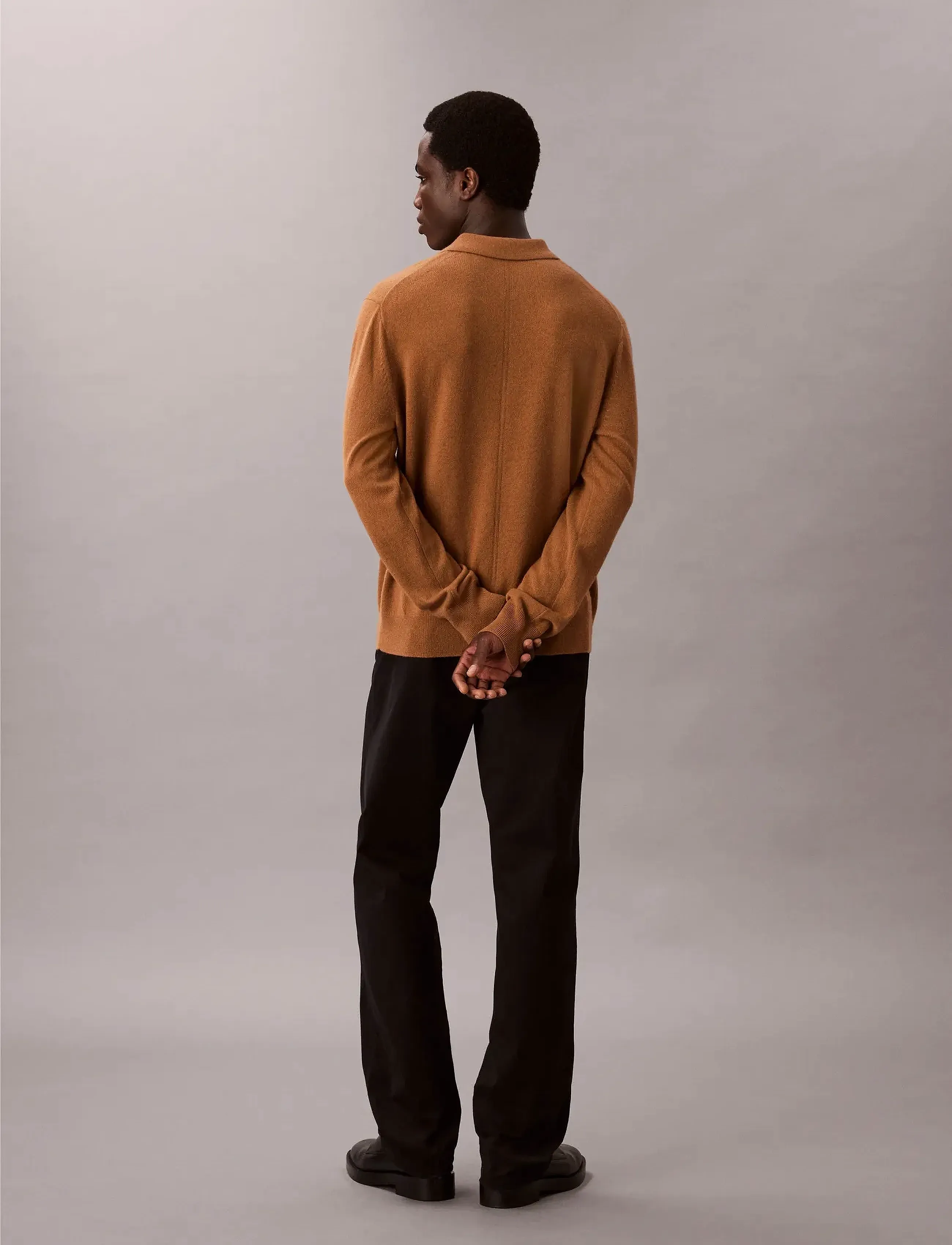 Calvin Klein - LS CLASSIC CASHMERE POLO 12GG - long-sleeved knitted polos - thrush - 4