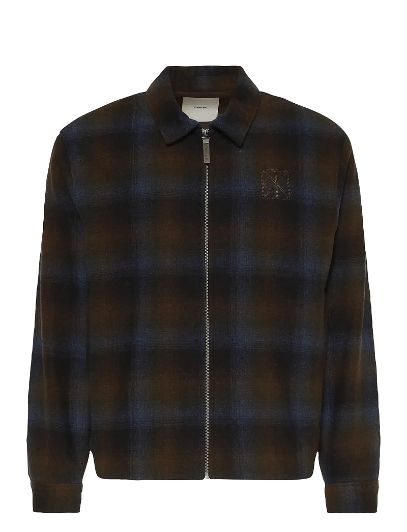 Calvin Klein - LS YD WOOL FLANNEL FZ JKT - pavasarinės striukės - thrush - 0