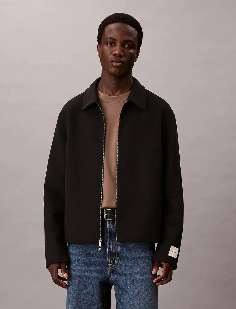 Calvin Klein - LS SOLID WOOL SHORT FZ JKT - jackets - black - 0