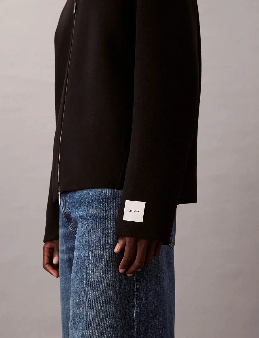 Calvin Klein - LS SOLID WOOL SHORT FZ JKT - black - 5