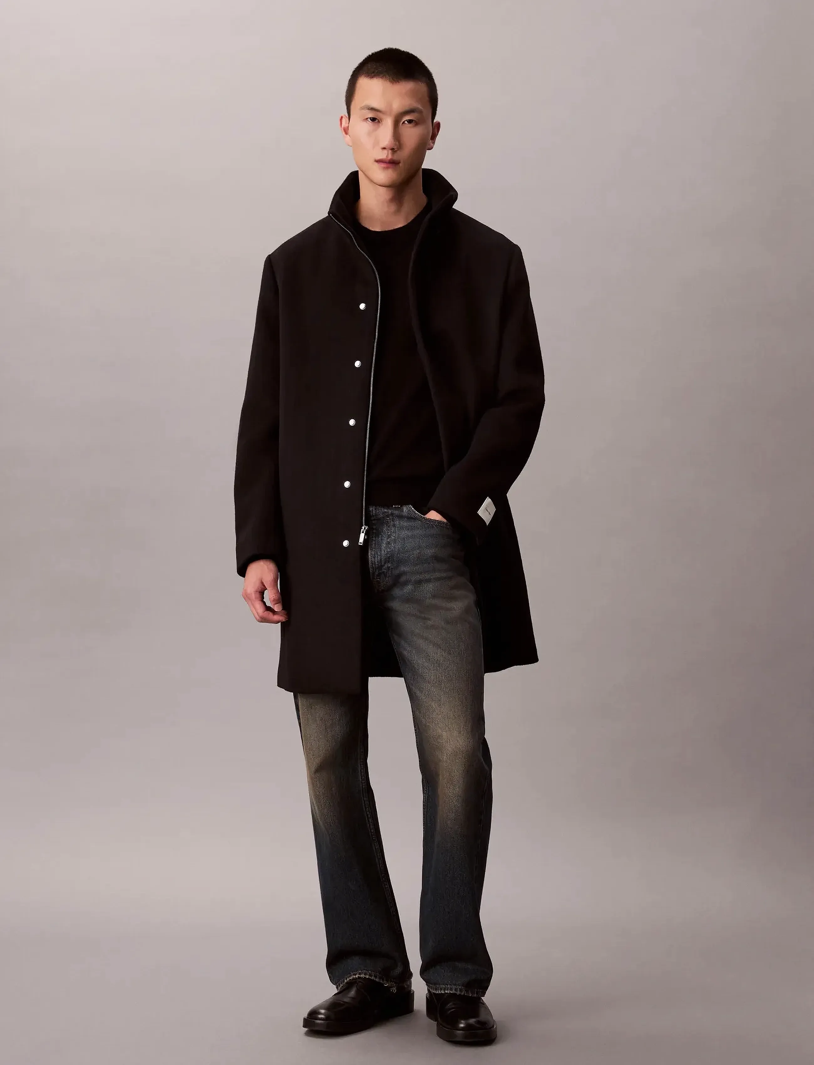 Calvin Klein LS WOOL BLEND CAR COAT - Deals - BLACK / black