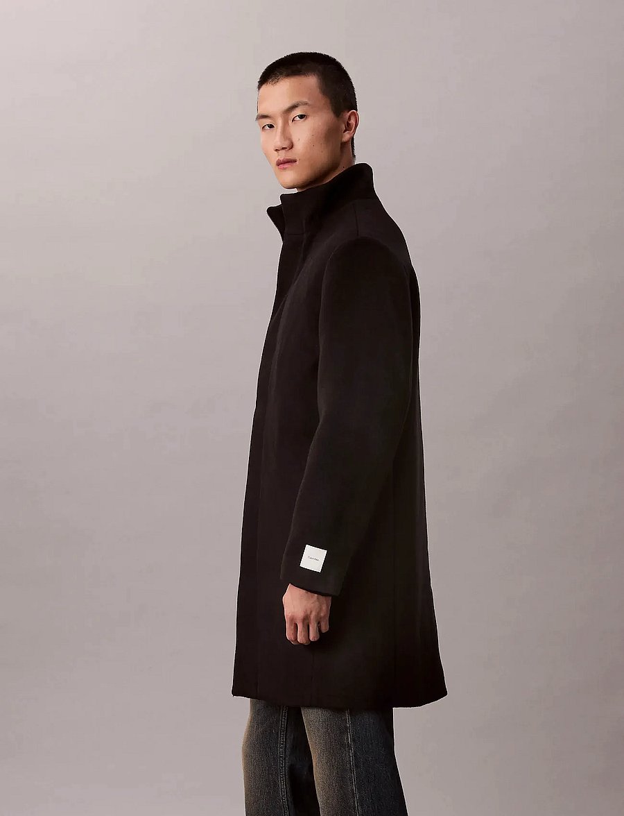 Calvin Klein - LS WOOL BLEND CAR COAT - ullrockar - black - 2