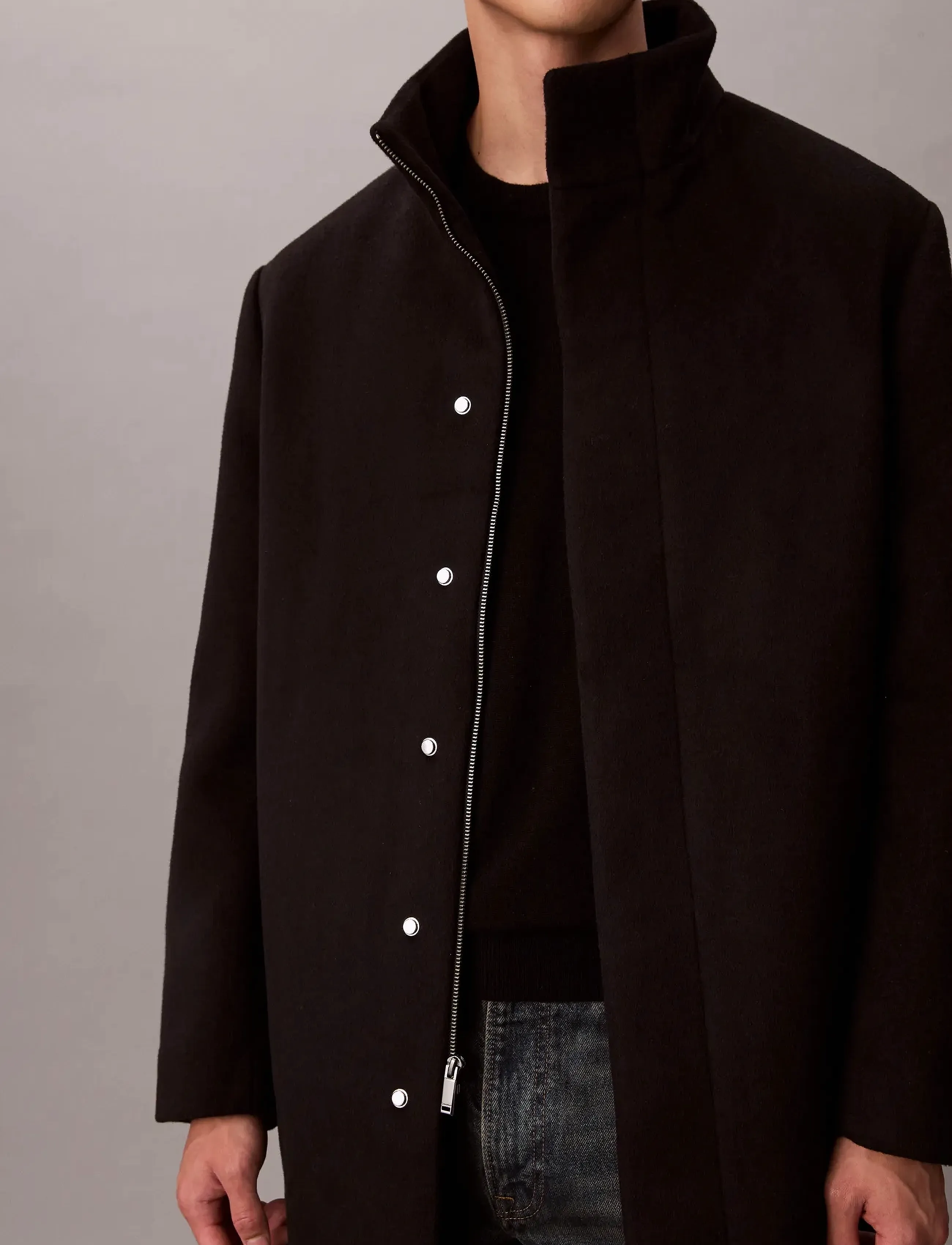 Calvin Klein - LS WOOL BLEND CAR COAT - wool coats - black - 4