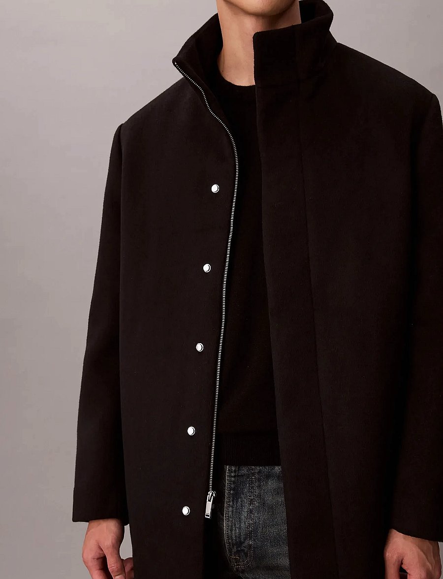 Calvin Klein - LS WOOL BLEND CAR COAT - ullrockar - black - 4