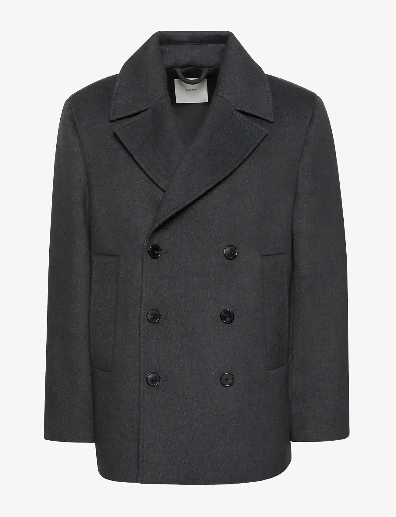 Calvin Klein LS DBL FACE CONCRETE PEACOAT - Mäntel - CHARCOAL HEATHER / grey