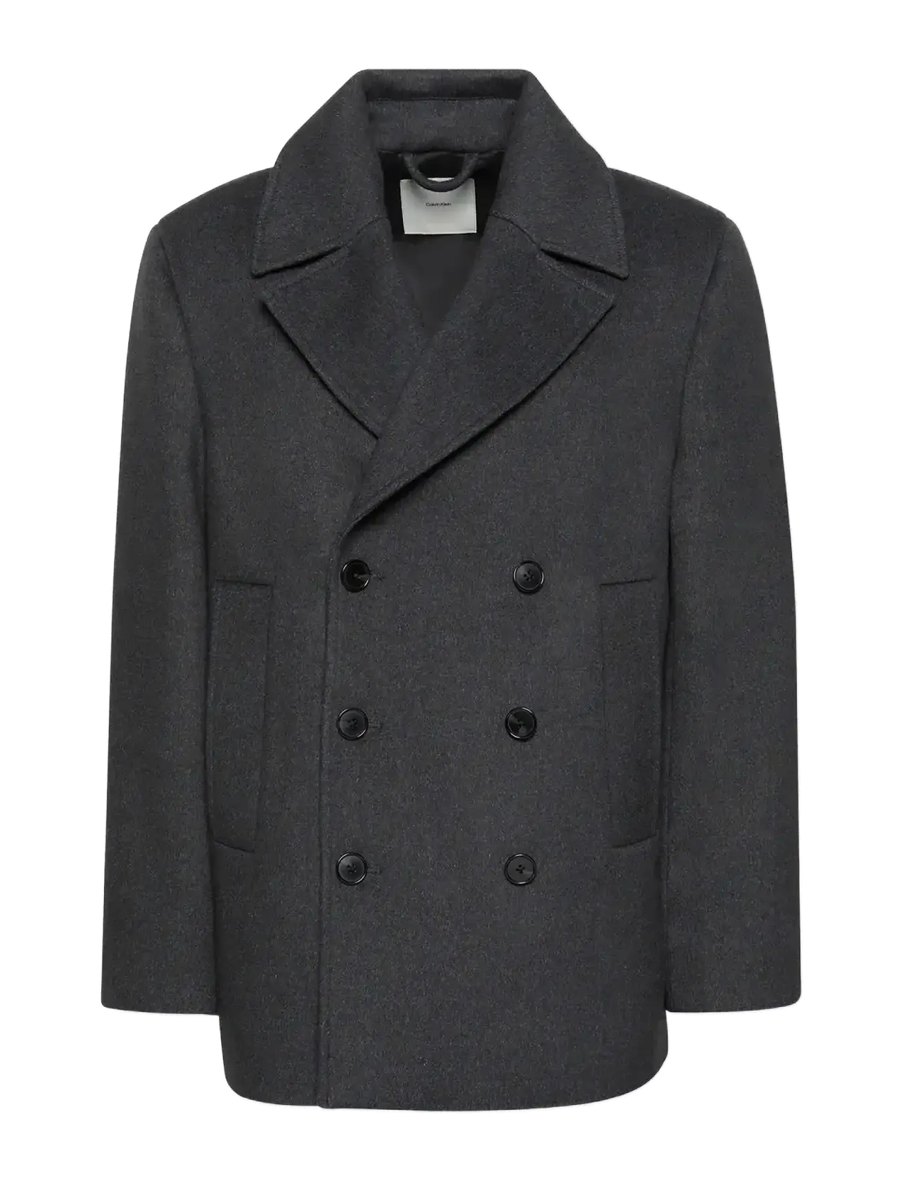 Calvin Klein LS DBL FACE CONCRETE PEACOAT - Coats - CHARCOAL HEATHER / grey