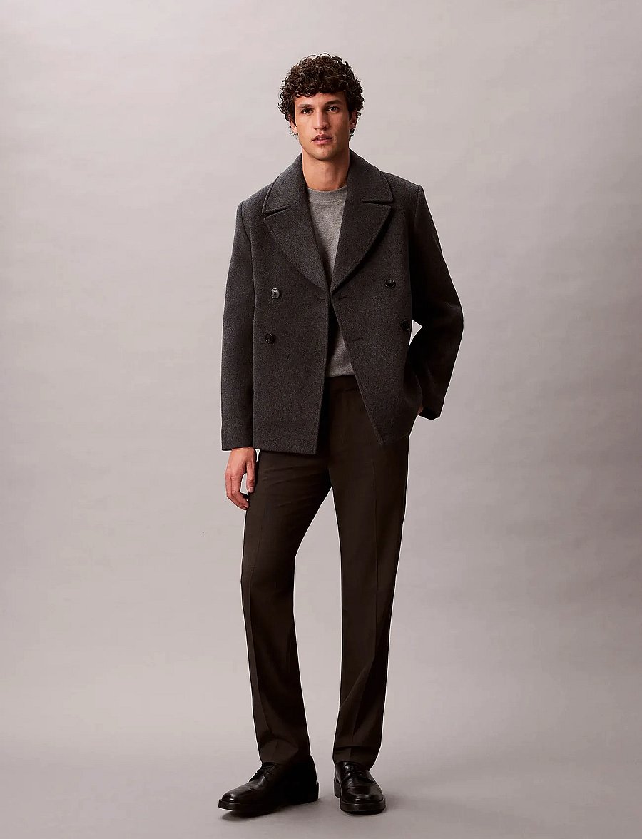 Calvin Klein - LS DBL FACE CONCRETE PEACOAT - wollmäntel - charcoal heather - 0