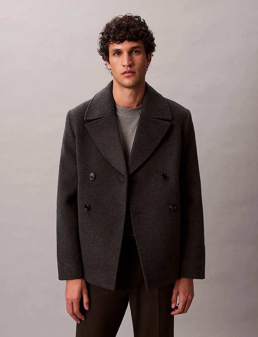 Calvin Klein - LS DBL FACE CONCRETE PEACOAT - wollmäntel - charcoal heather - 2