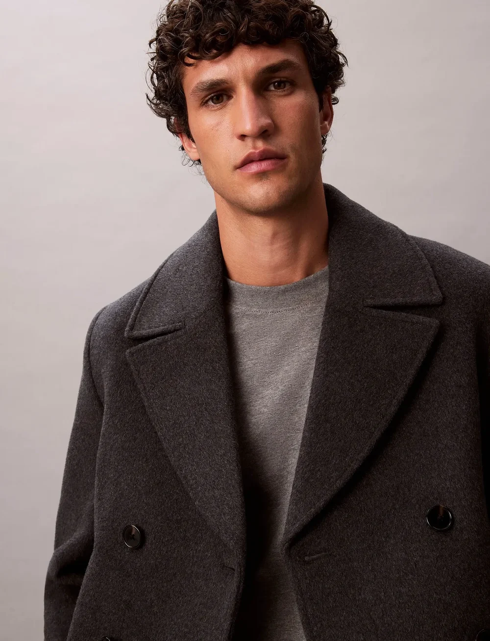 Calvin Klein - LS DBL FACE CONCRETE PEACOAT - villased mantlid - charcoal heather - 3
