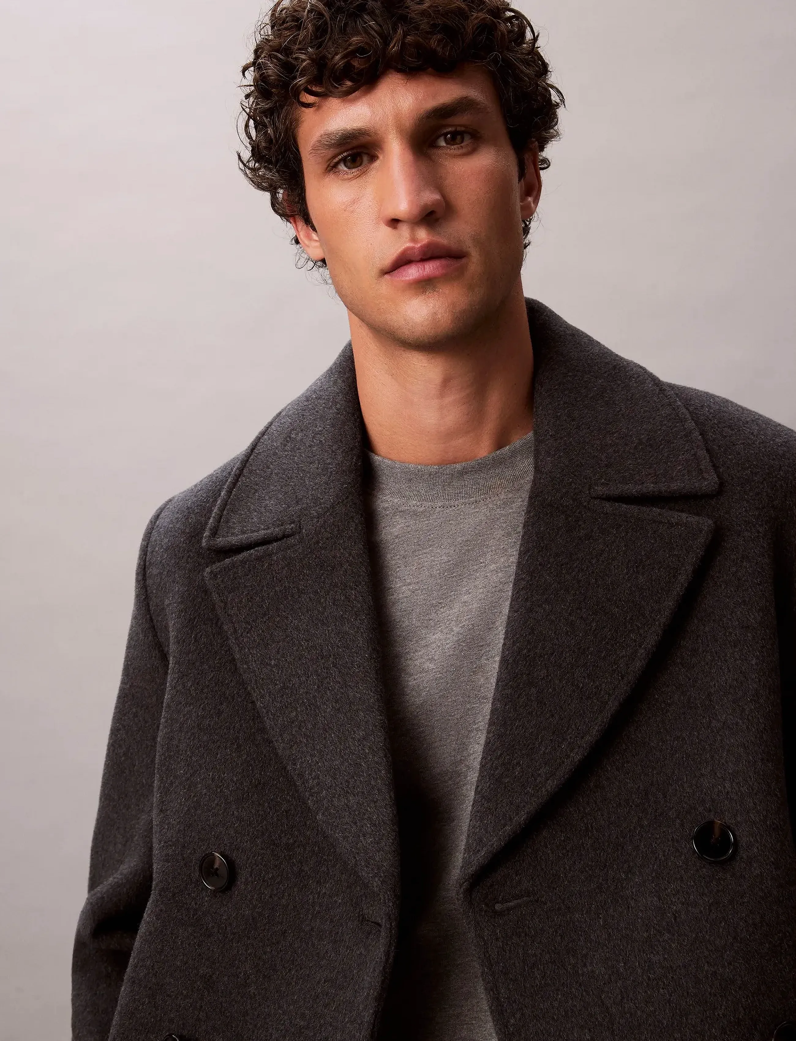 Calvin Klein - LS DBL FACE CONCRETE PEACOAT - charcoal heather - 3
