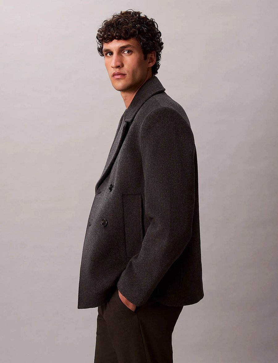 Calvin Klein - LS DBL FACE CONCRETE PEACOAT - wollmäntel - charcoal heather - 4