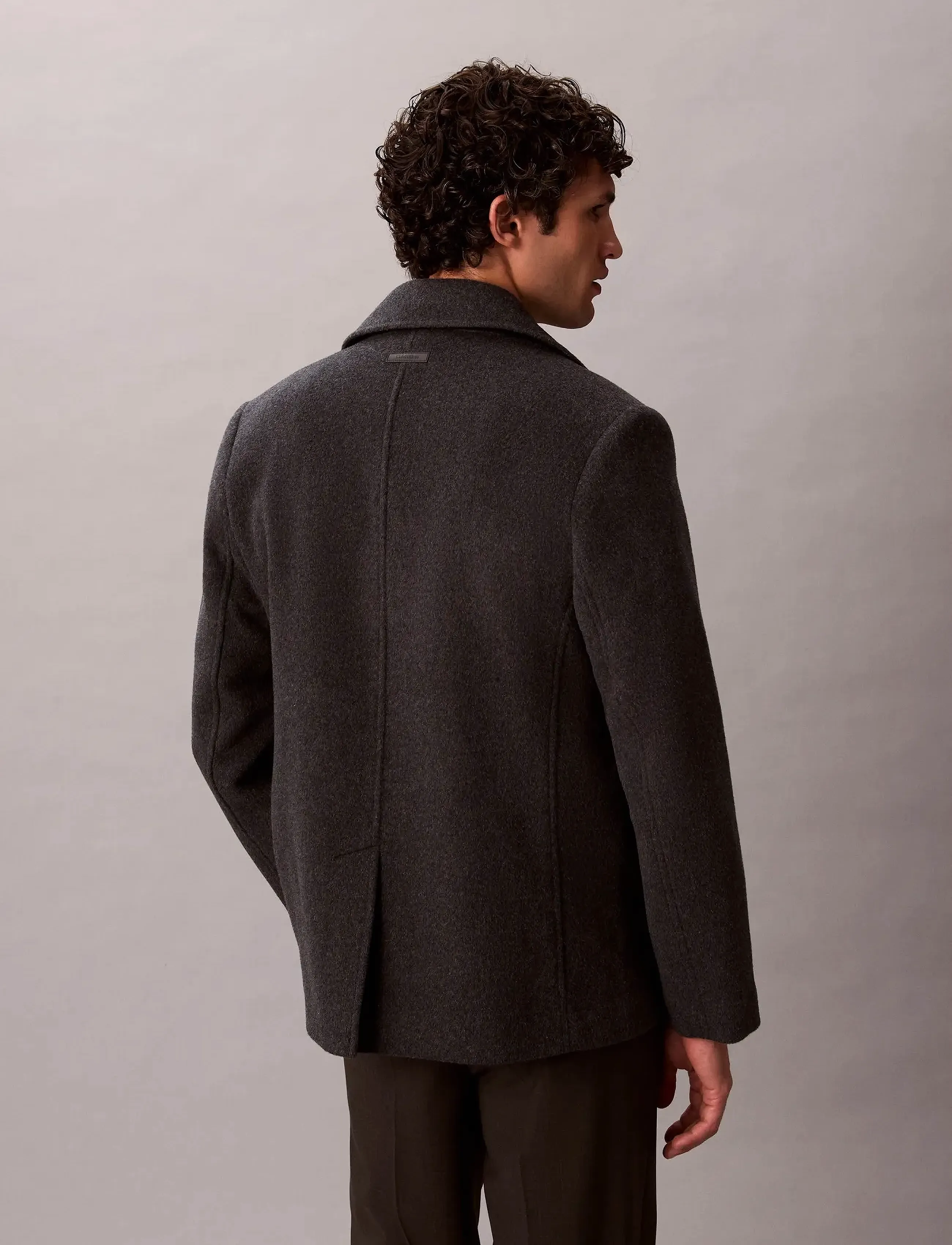 Calvin Klein - LS DBL FACE CONCRETE PEACOAT - charcoal heather - 5