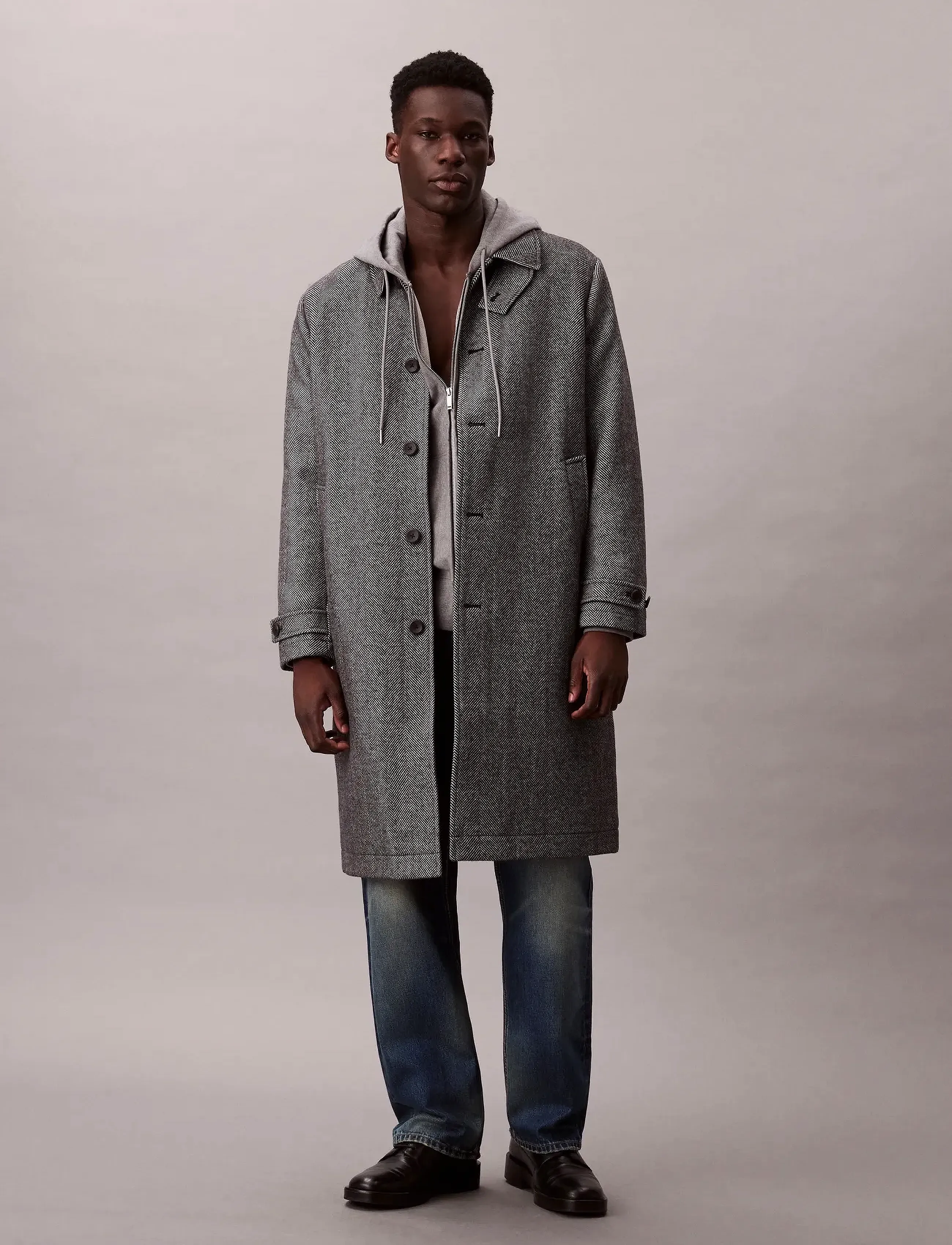 Calvin Klein LS TECH WOOL BLEND TOPCOAT - Frakker - BLACK / grey