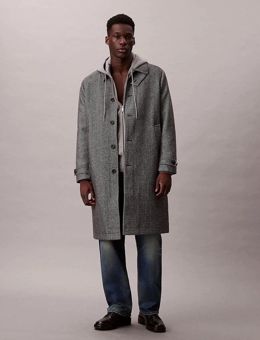 Calvin Klein - LS TECH WOOL BLEND TOPCOAT - villased mantlid - black - 0