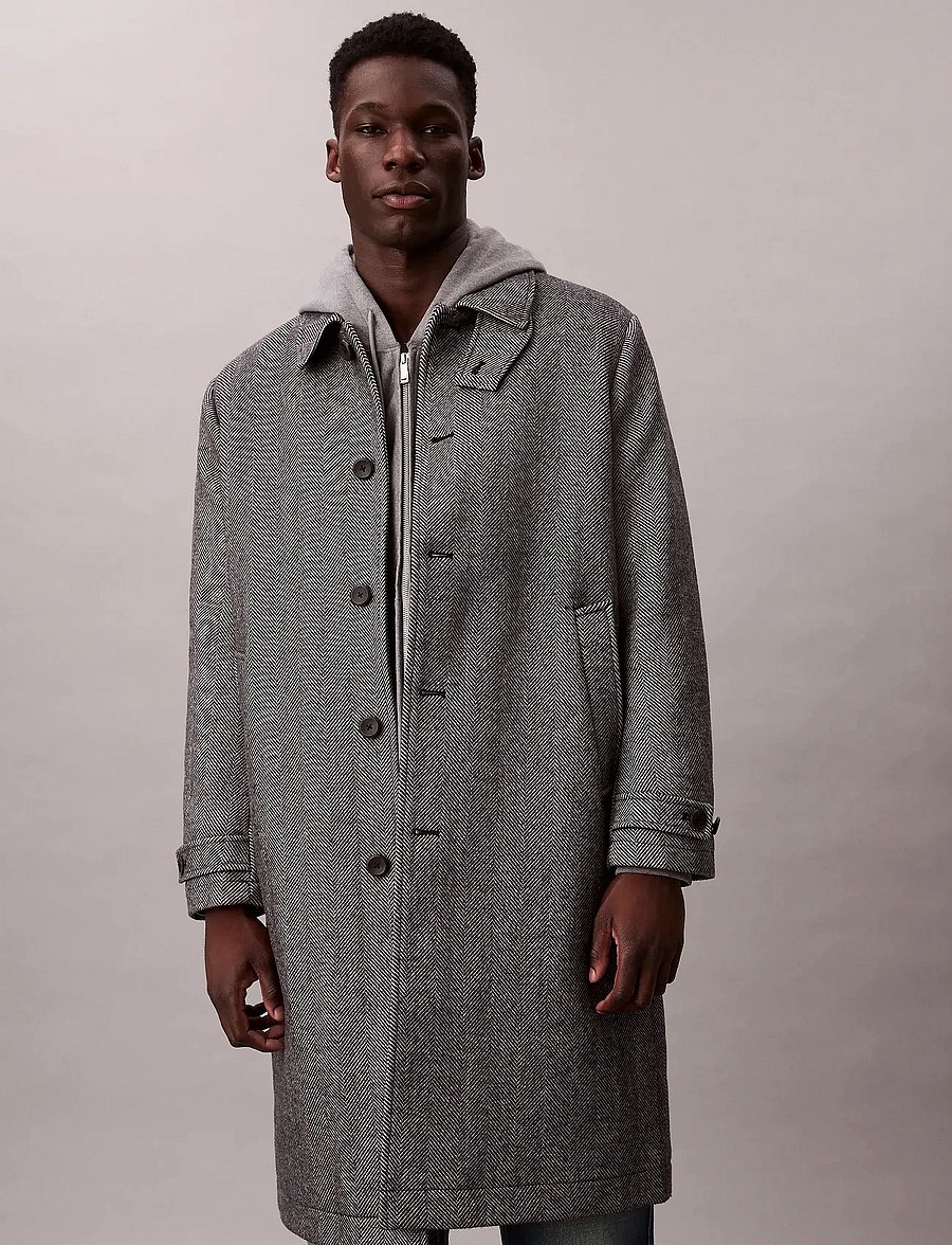 Calvin Klein - LS TECH WOOL BLEND TOPCOAT - villased mantlid - black - 2