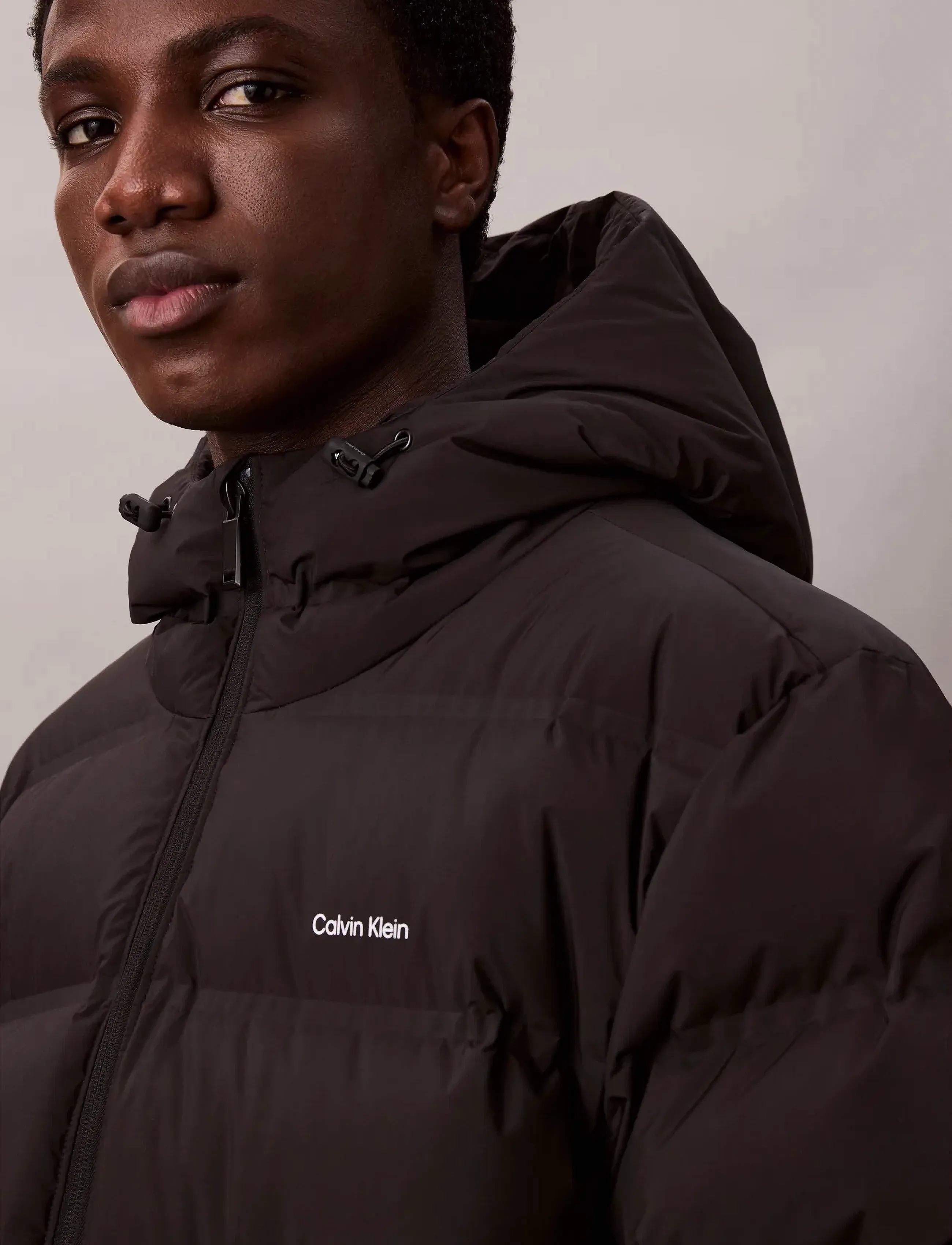 Calvin Klein - LS BONDED CHNNLD LONG HOODED PUF - dunjakker - black - 2