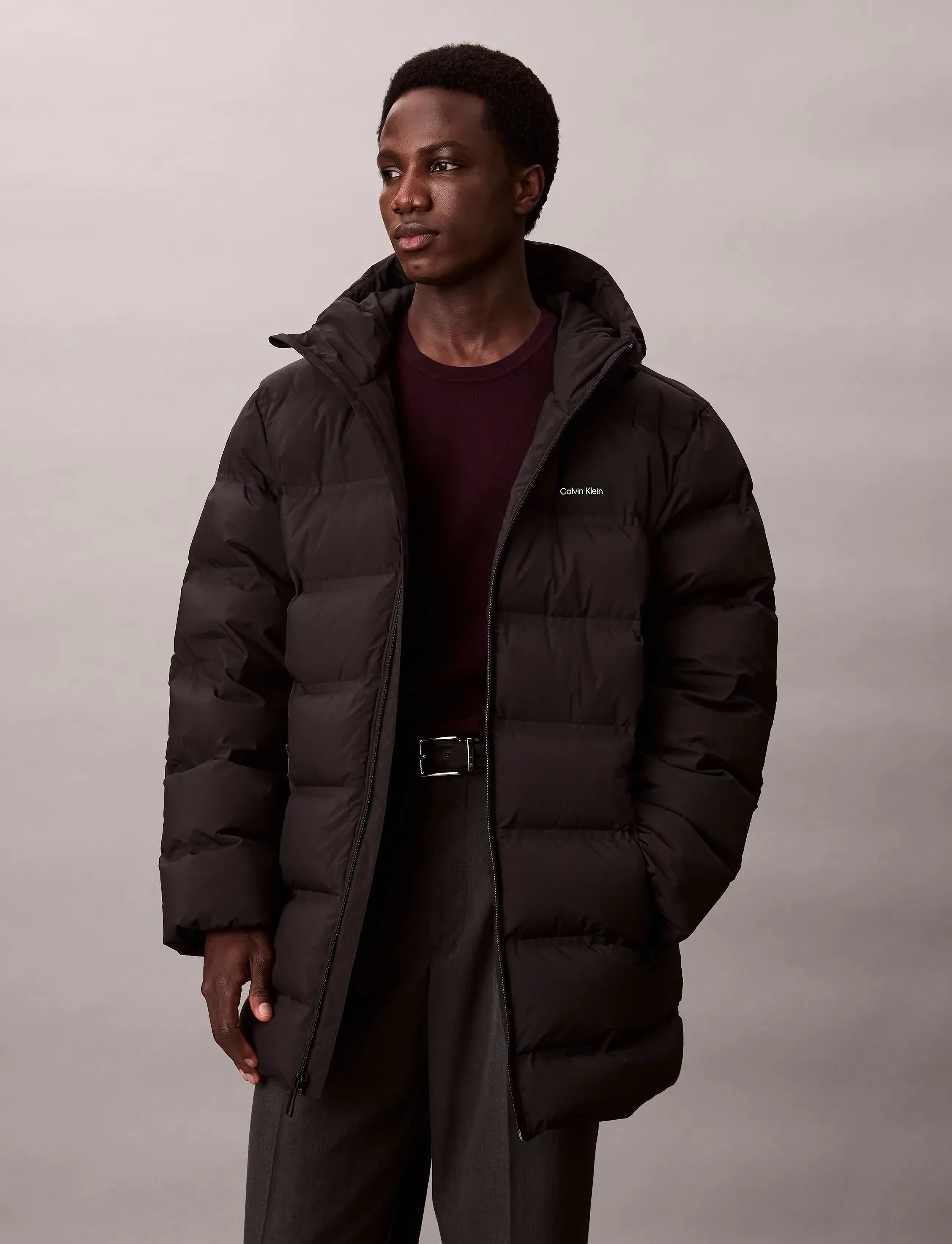 Calvin Klein - LS BONDED CHNNLD LONG HOODED PUF - dunjakker - black - 3