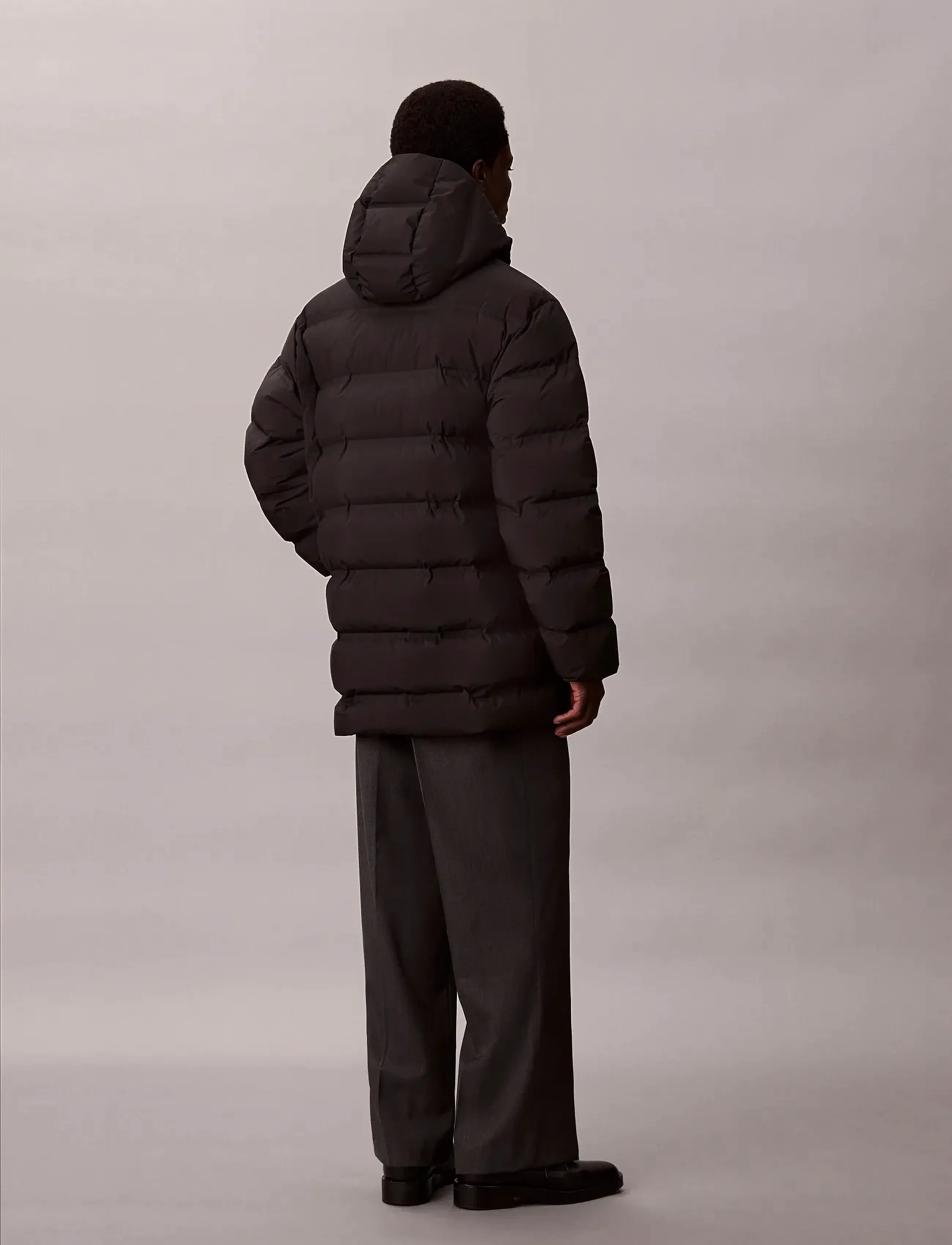 Calvin Klein - LS BONDED CHNNLD LONG HOODED PUF - dunjakker - black - 4