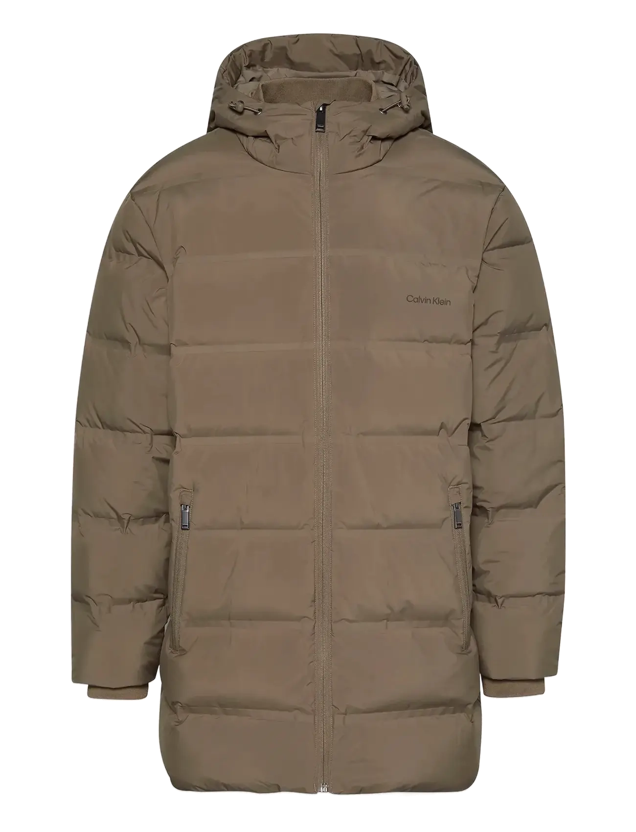 Calvin Klein LS BONDED CHNNLD LONG HOODED PUF - Calvin Klein - BUNGEE CORD / brown