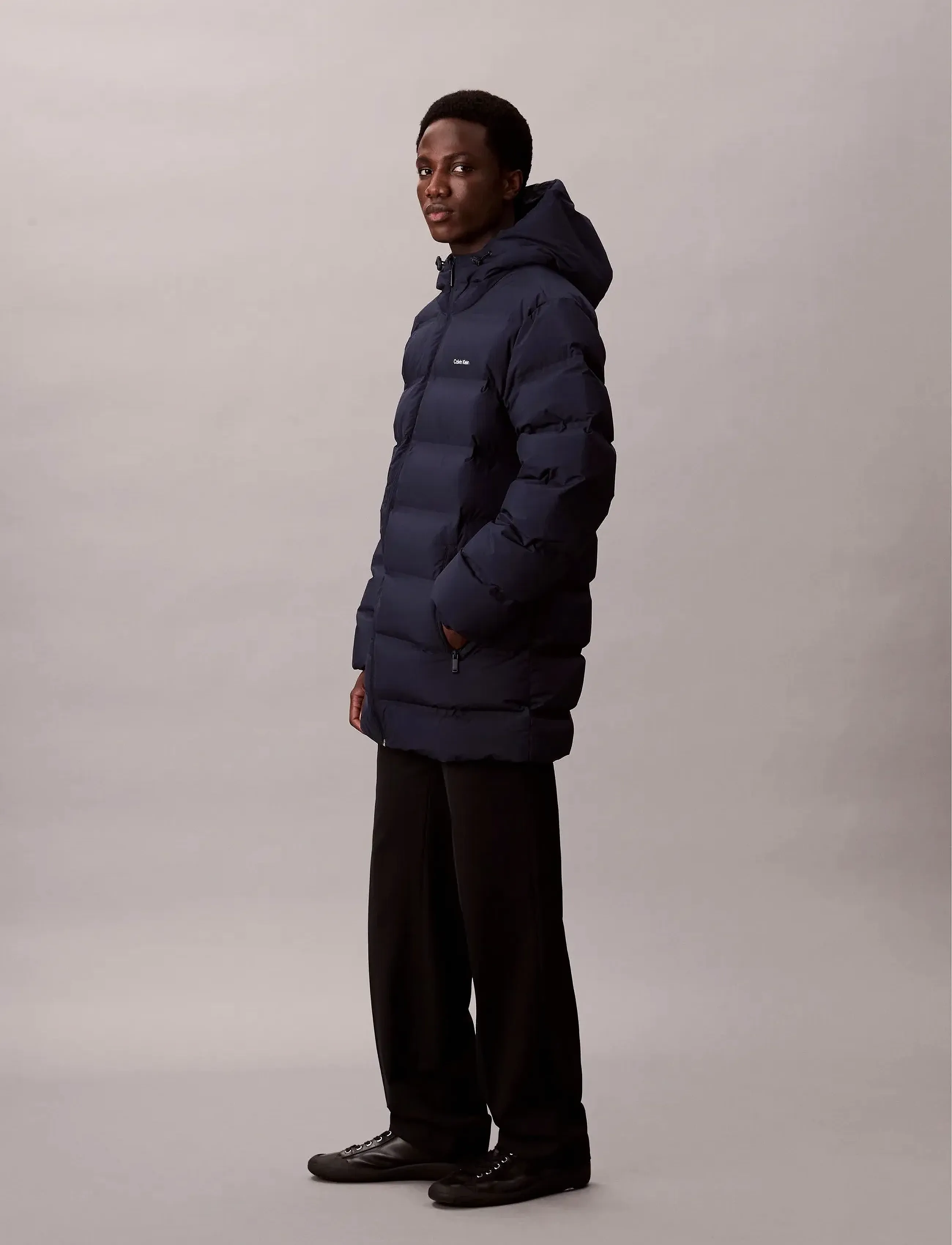 Calvin Klein - LS BONDED CHNNLD LONG HOODED PUF - dunjakker - dark sapphire - 2