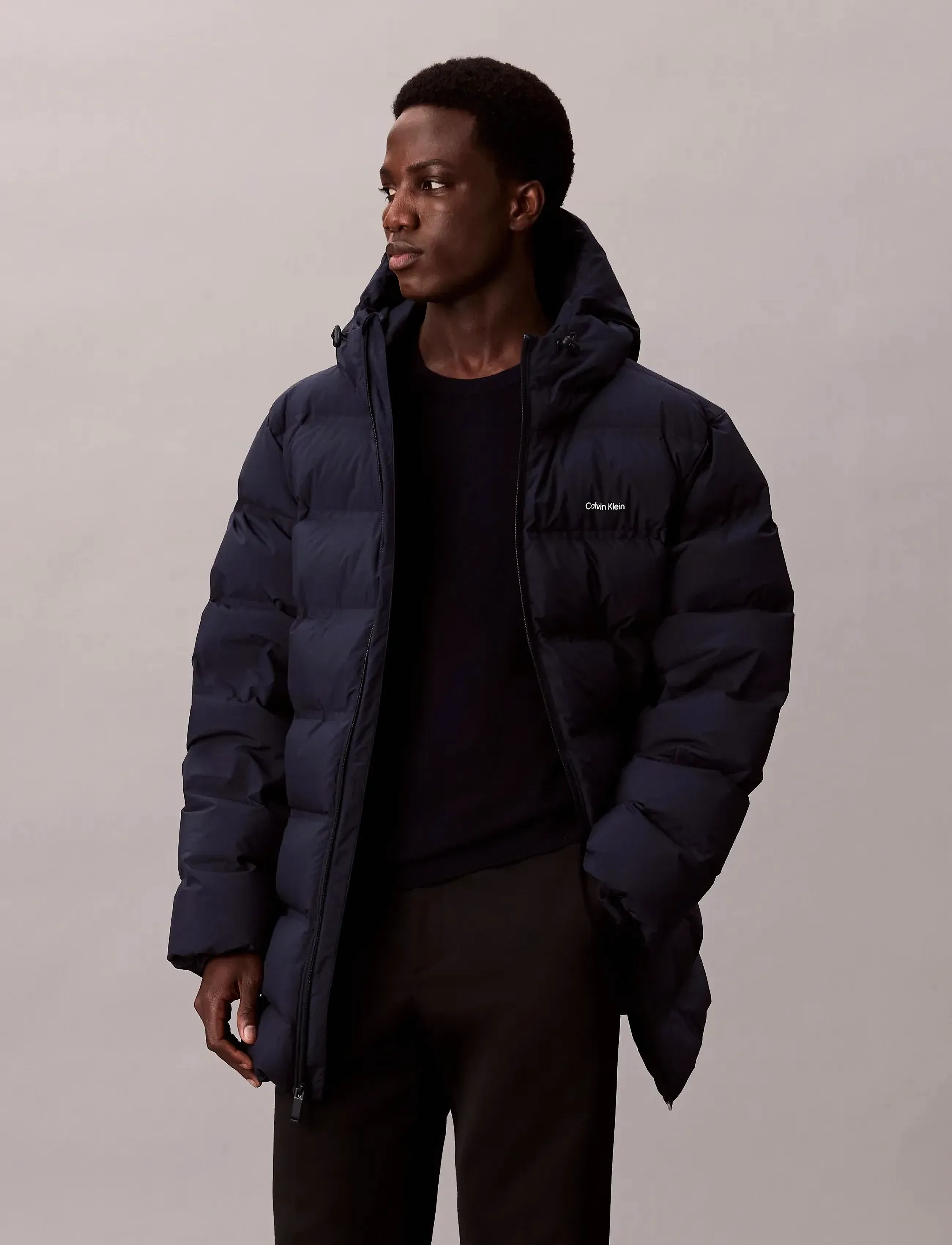 Calvin Klein - LS BONDED CHNNLD LONG HOODED PUF - dunjakker - dark sapphire - 4