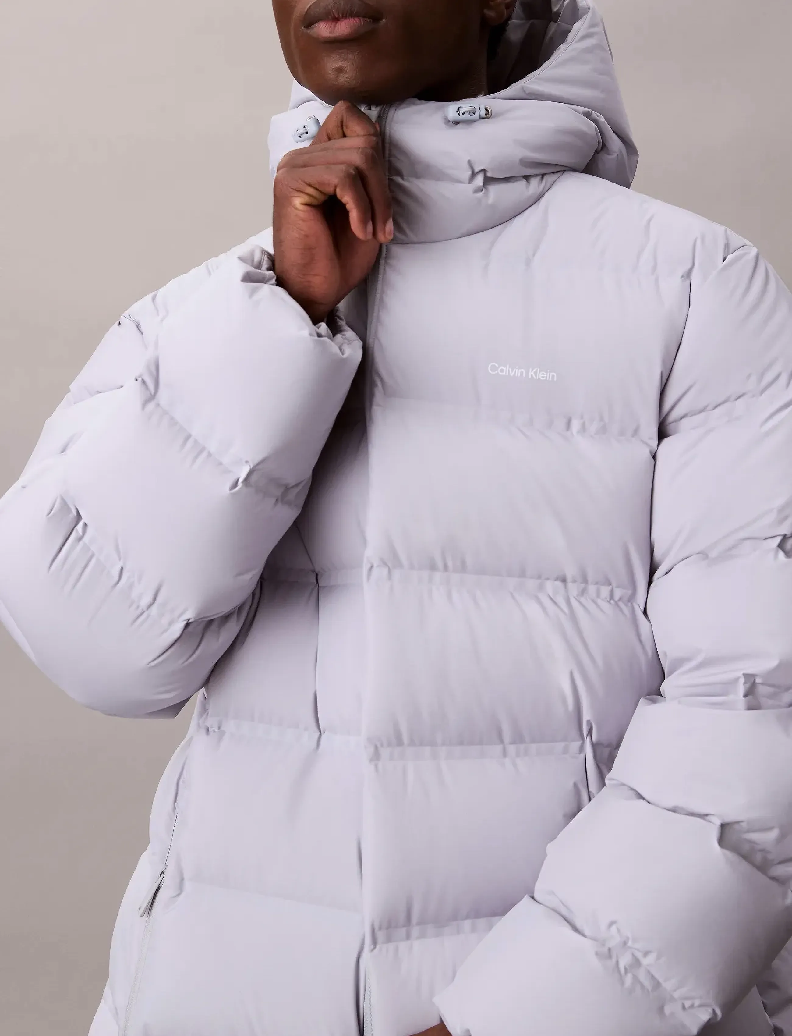 Calvin Klein - LS BONDED CHNNLD LONG HOODED PUF - dunjakker - gray marble - 4