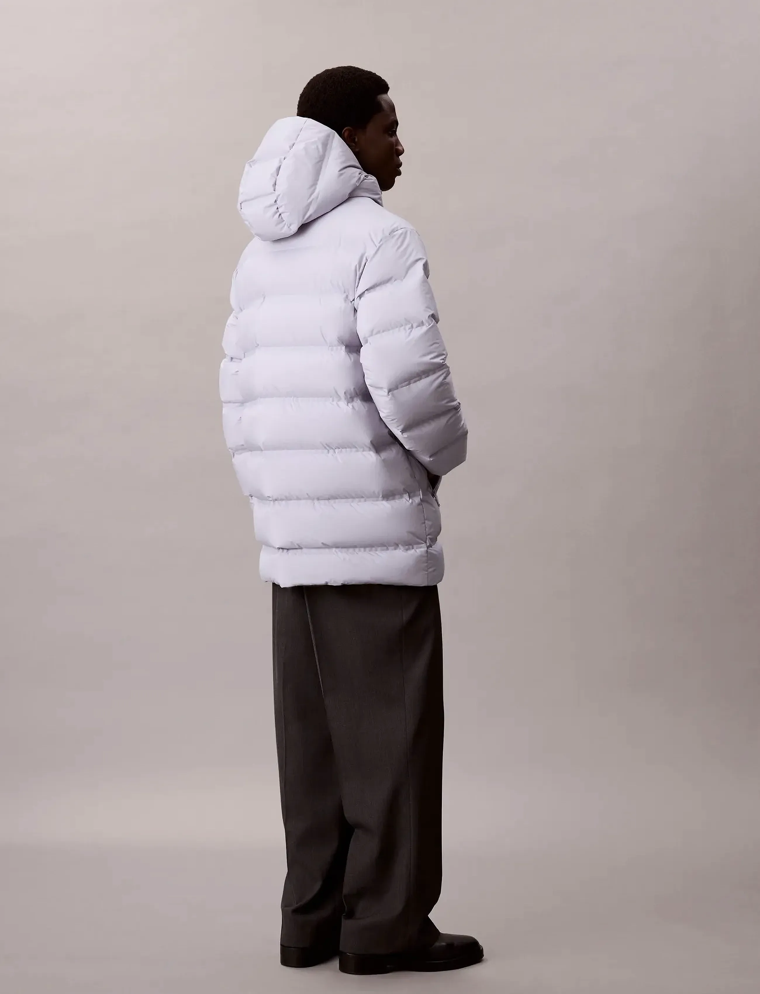 Calvin Klein - LS BONDED CHNNLD LONG HOODED PUF - dunjakker - gray marble - 5